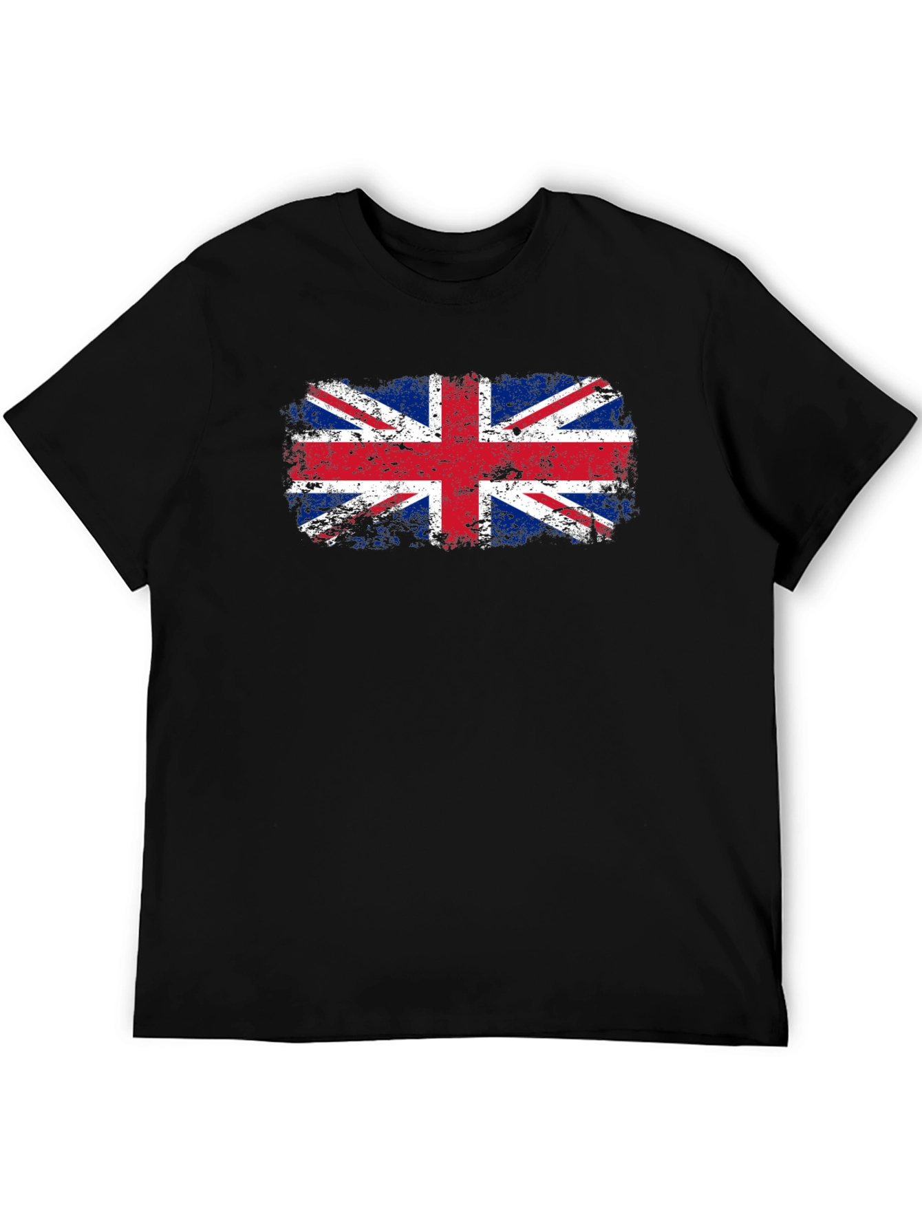 Union Jack Flag Distressed Graphic Tee - Black