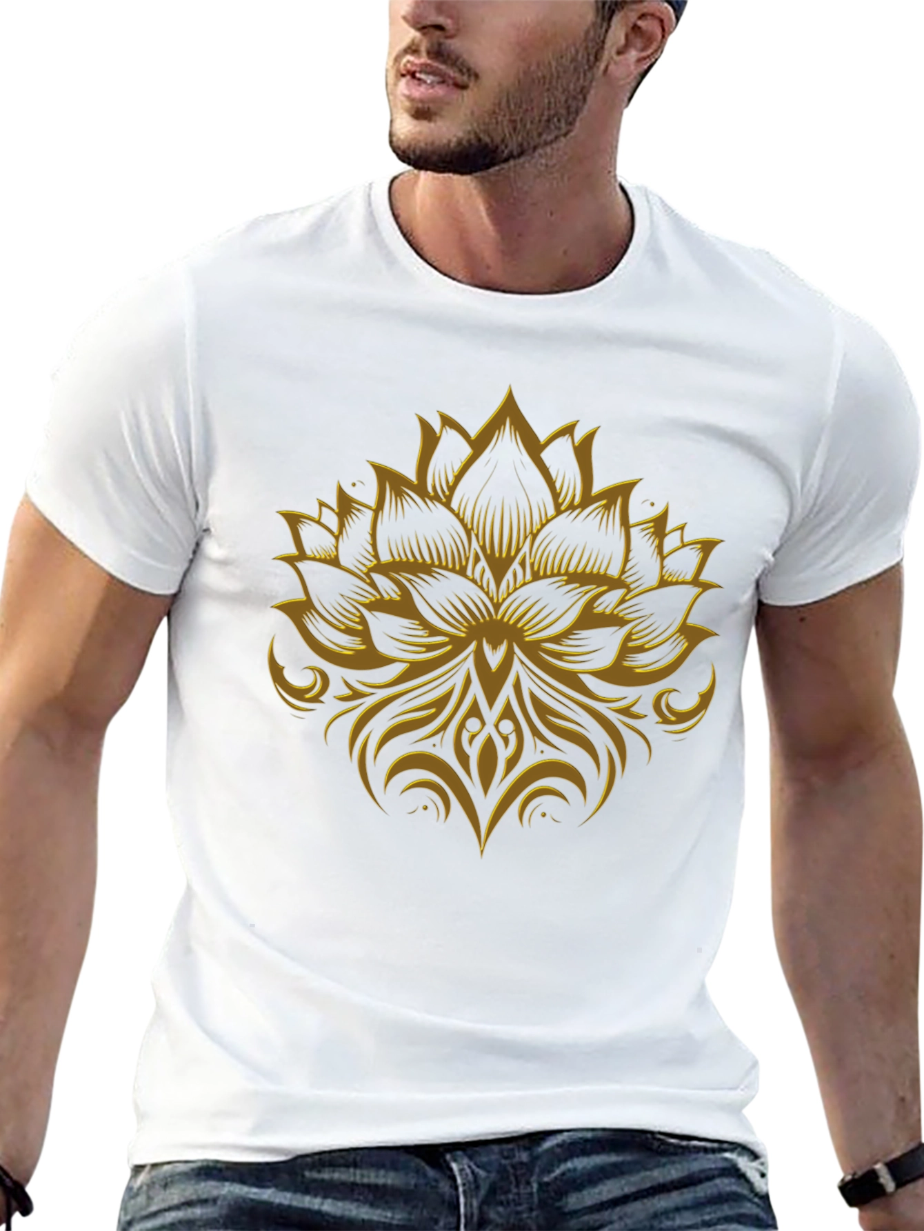 Lotus Flower Graphic Black T-Shirt