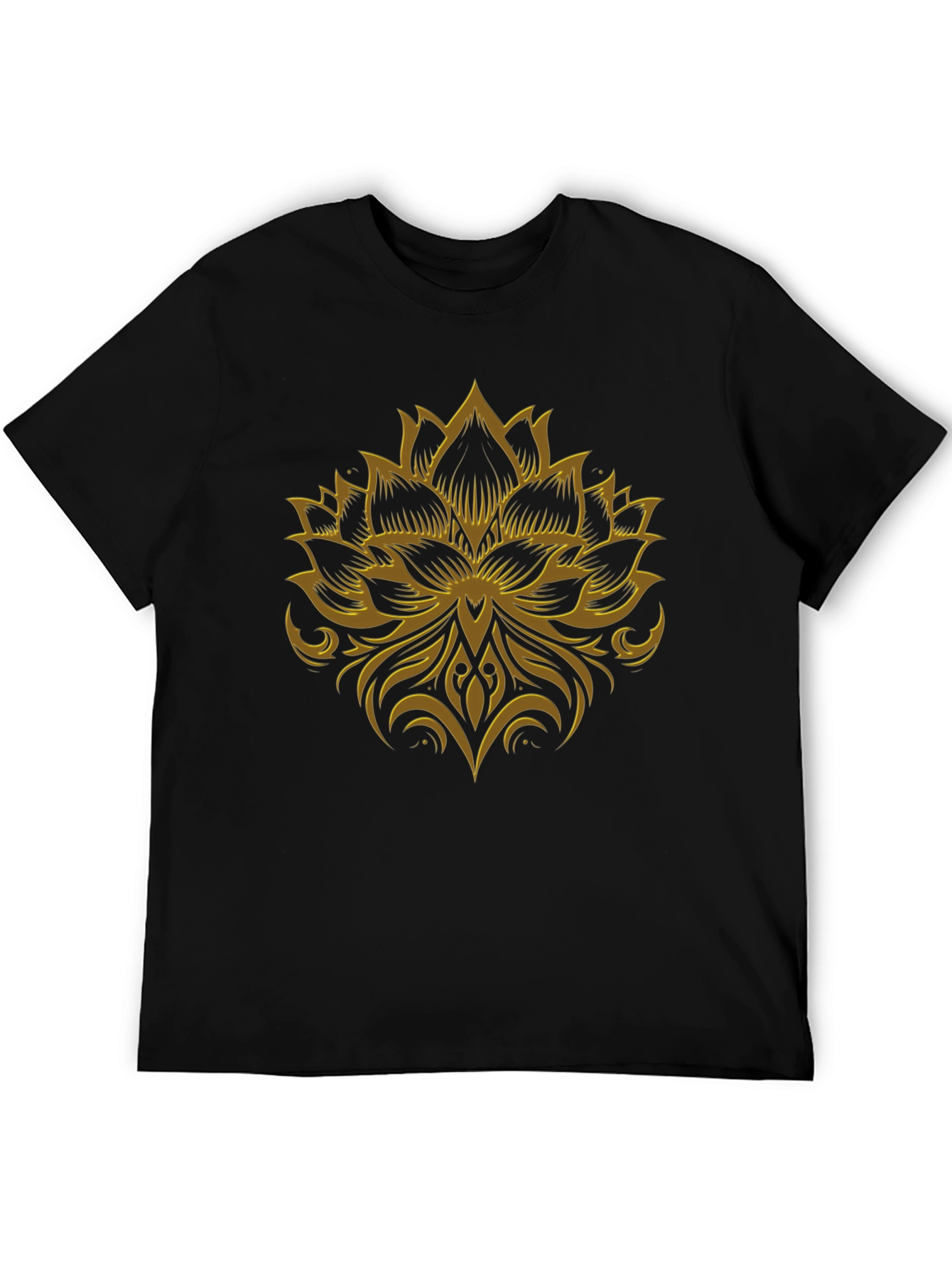 Lotus Flower Graphic Black T-Shirt