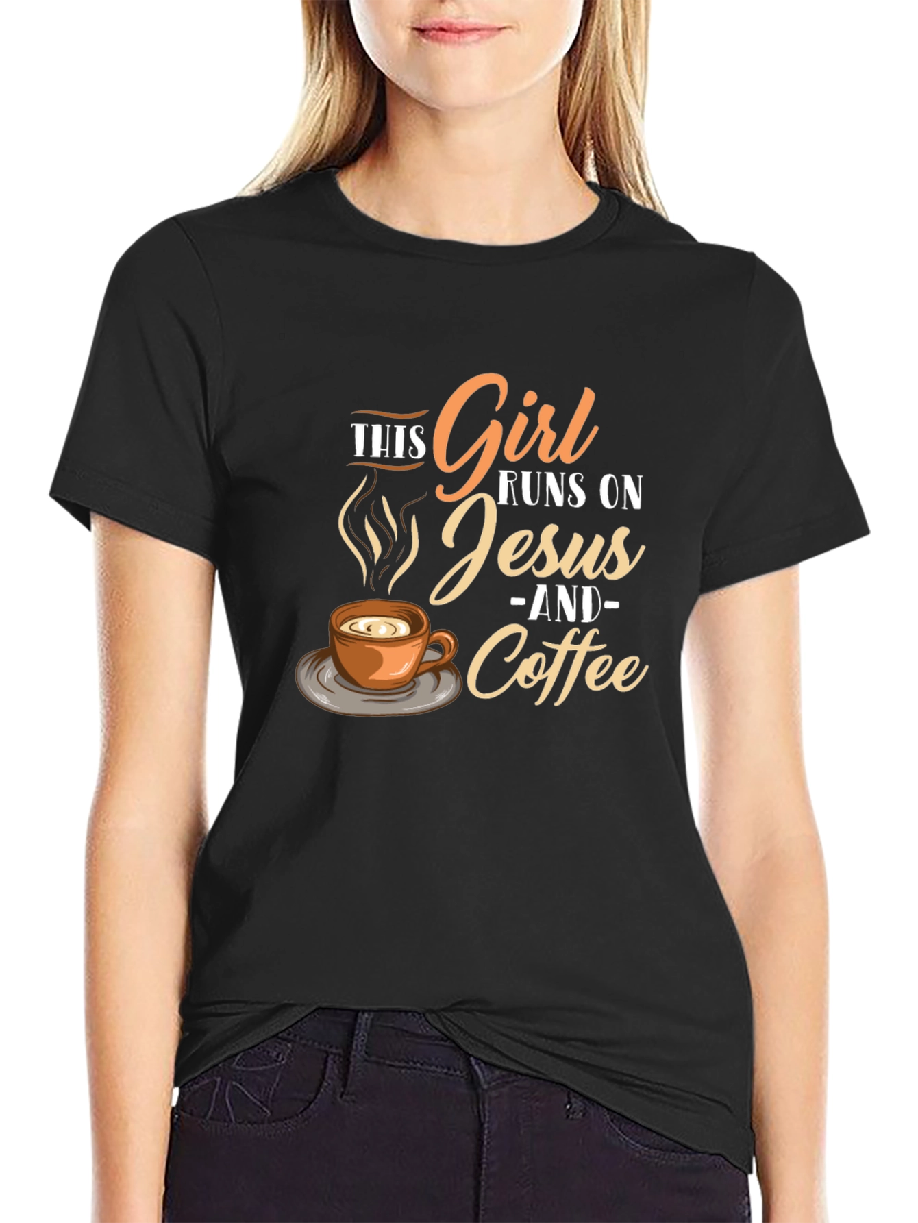 Girl Runs on Jesus and Coffee T-Shirt