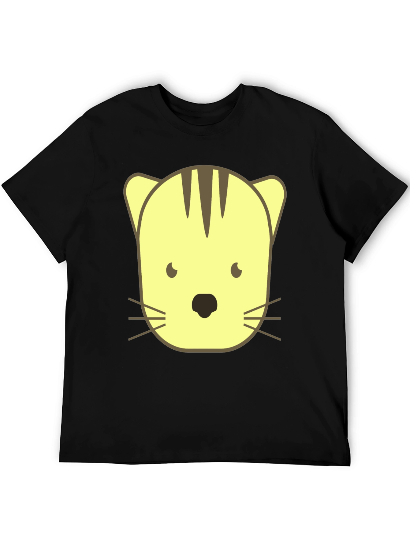 Cute Cartoon Cat Graphic Black T-Shirt