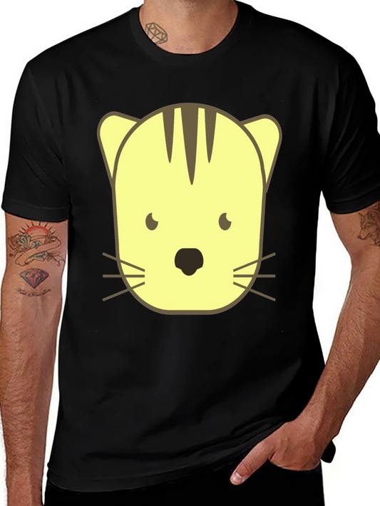 Cute Cartoon Cat Graphic Black T-Shirt