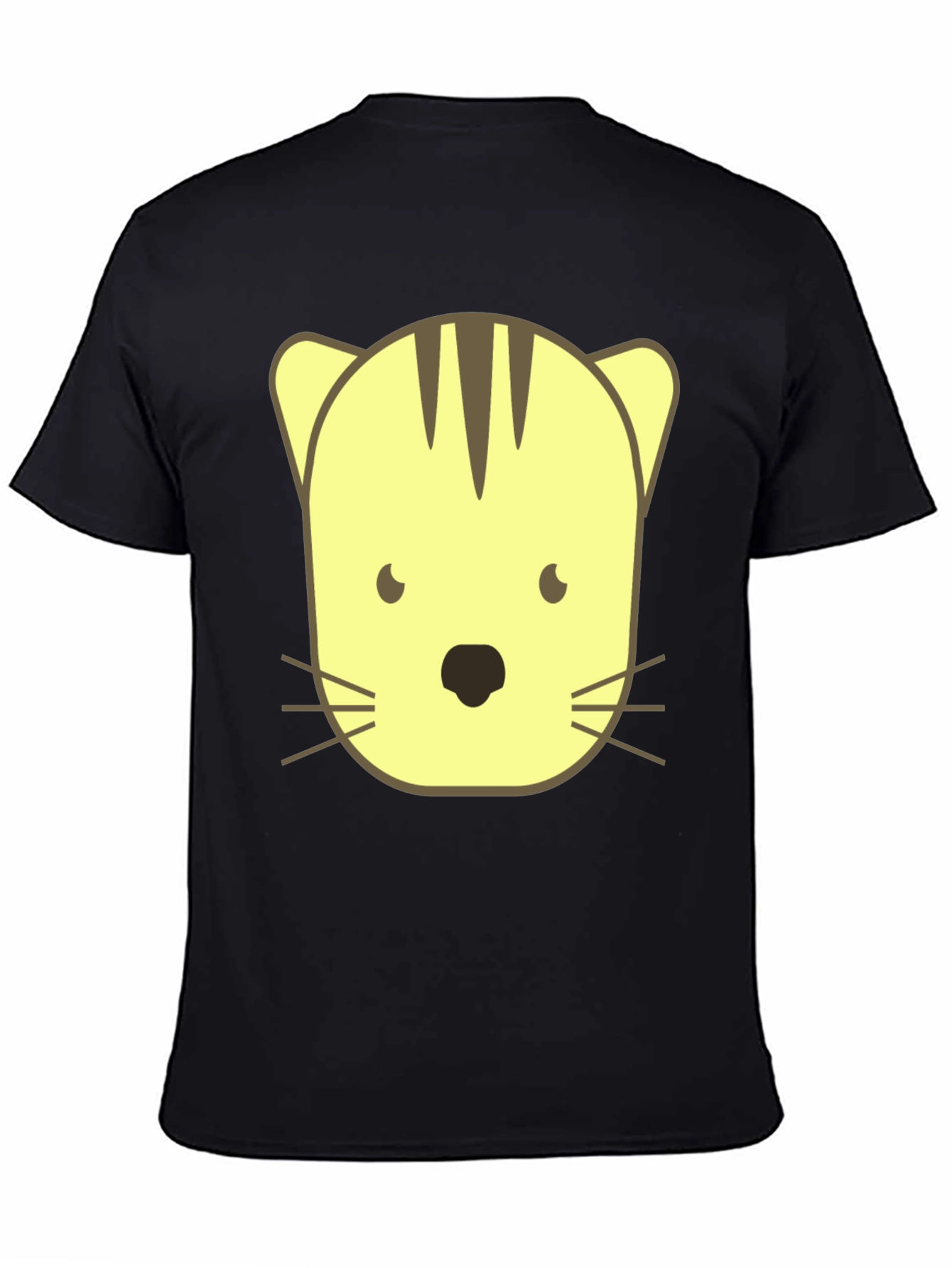 Cute Cartoon Cat Graphic Black T-Shirt