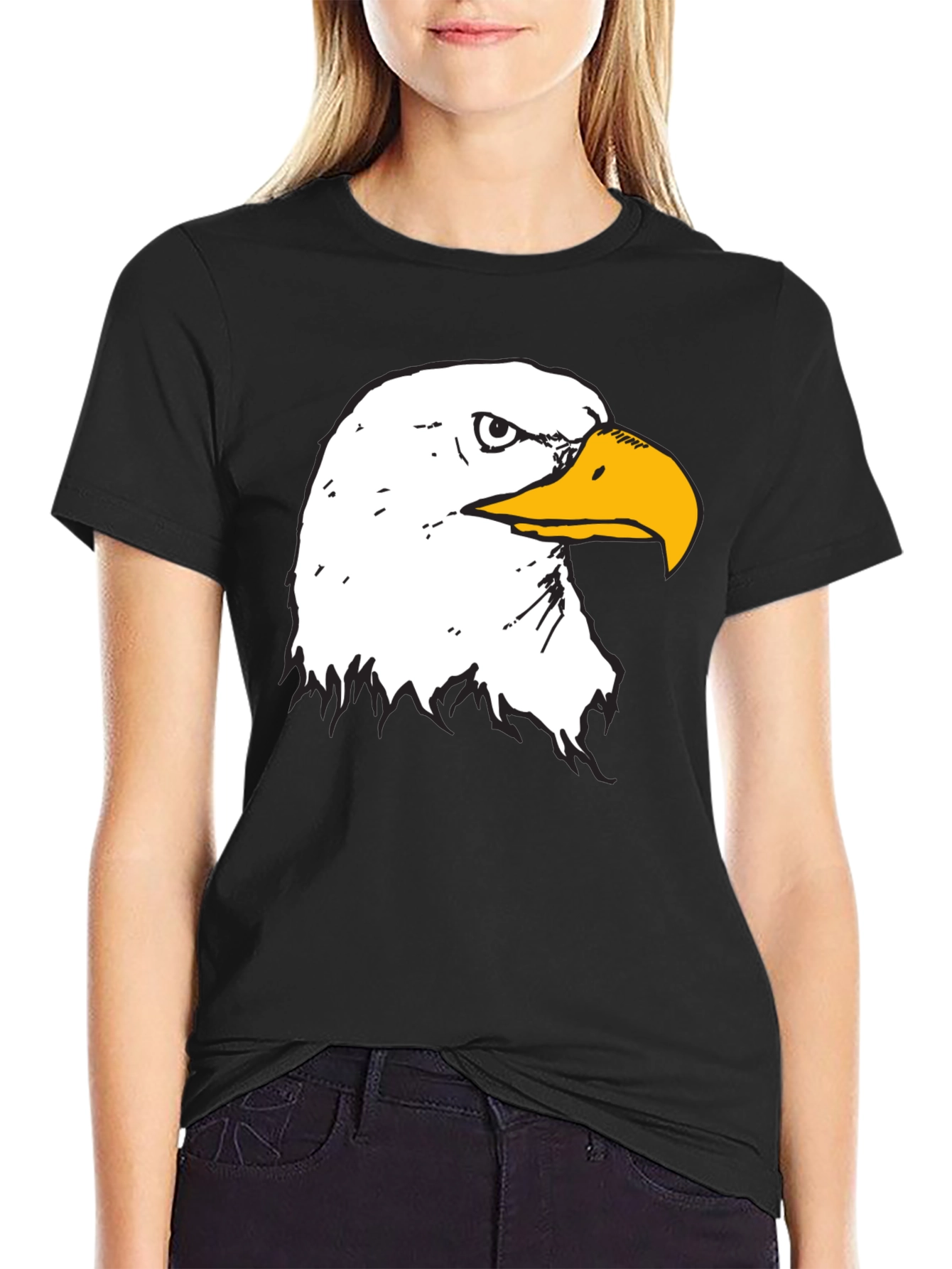 Bold Eagle Graphic Tee - Black Cotton T-Shirt