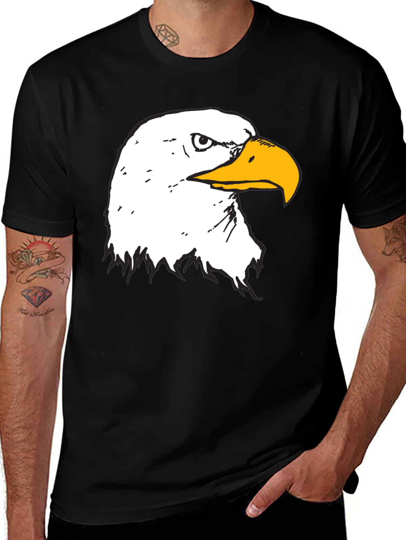 Bold Eagle Graphic Tee - Black Cotton T-Shirt