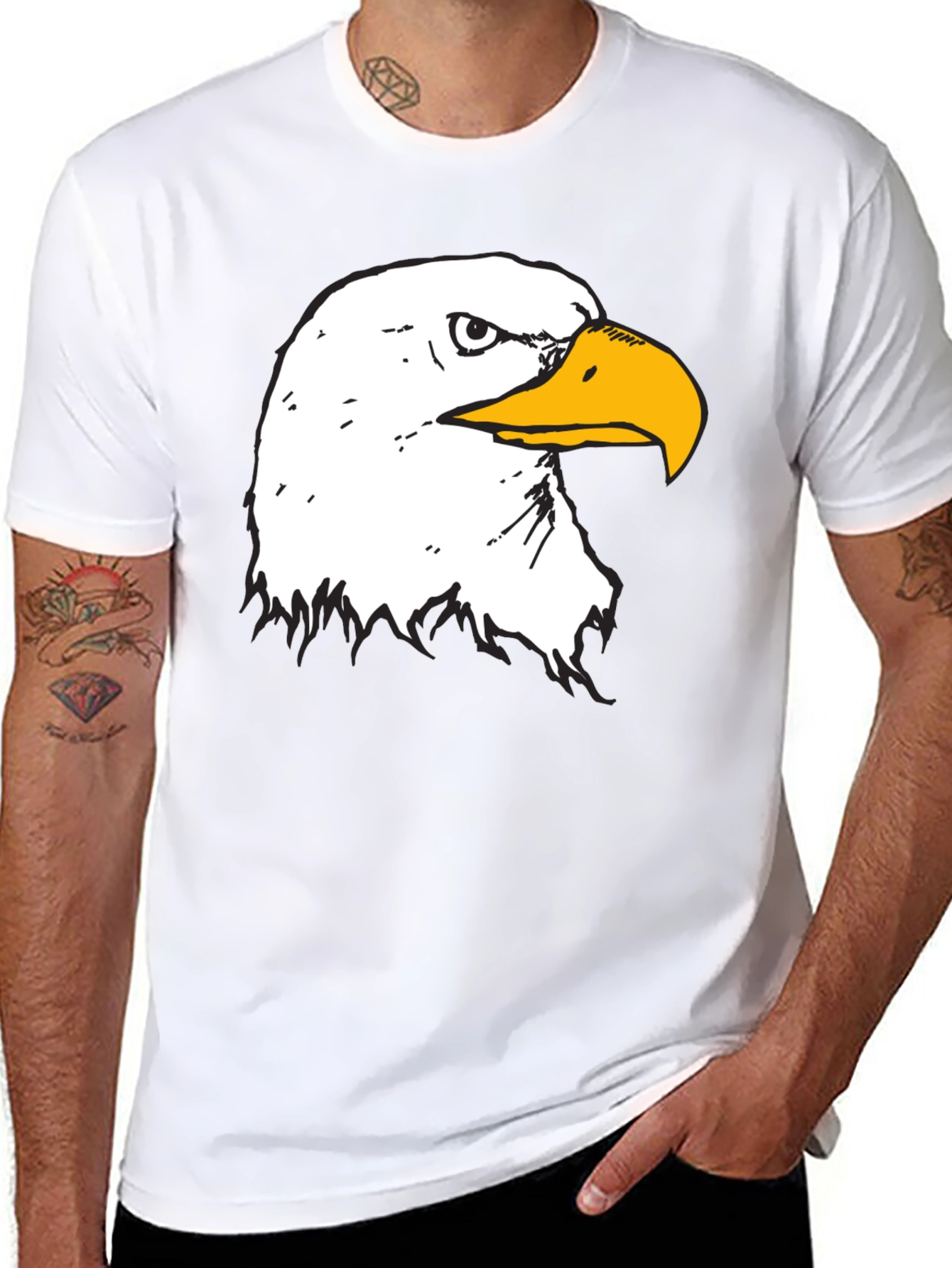 Bold Eagle Graphic Tee - Black Cotton T-Shirt