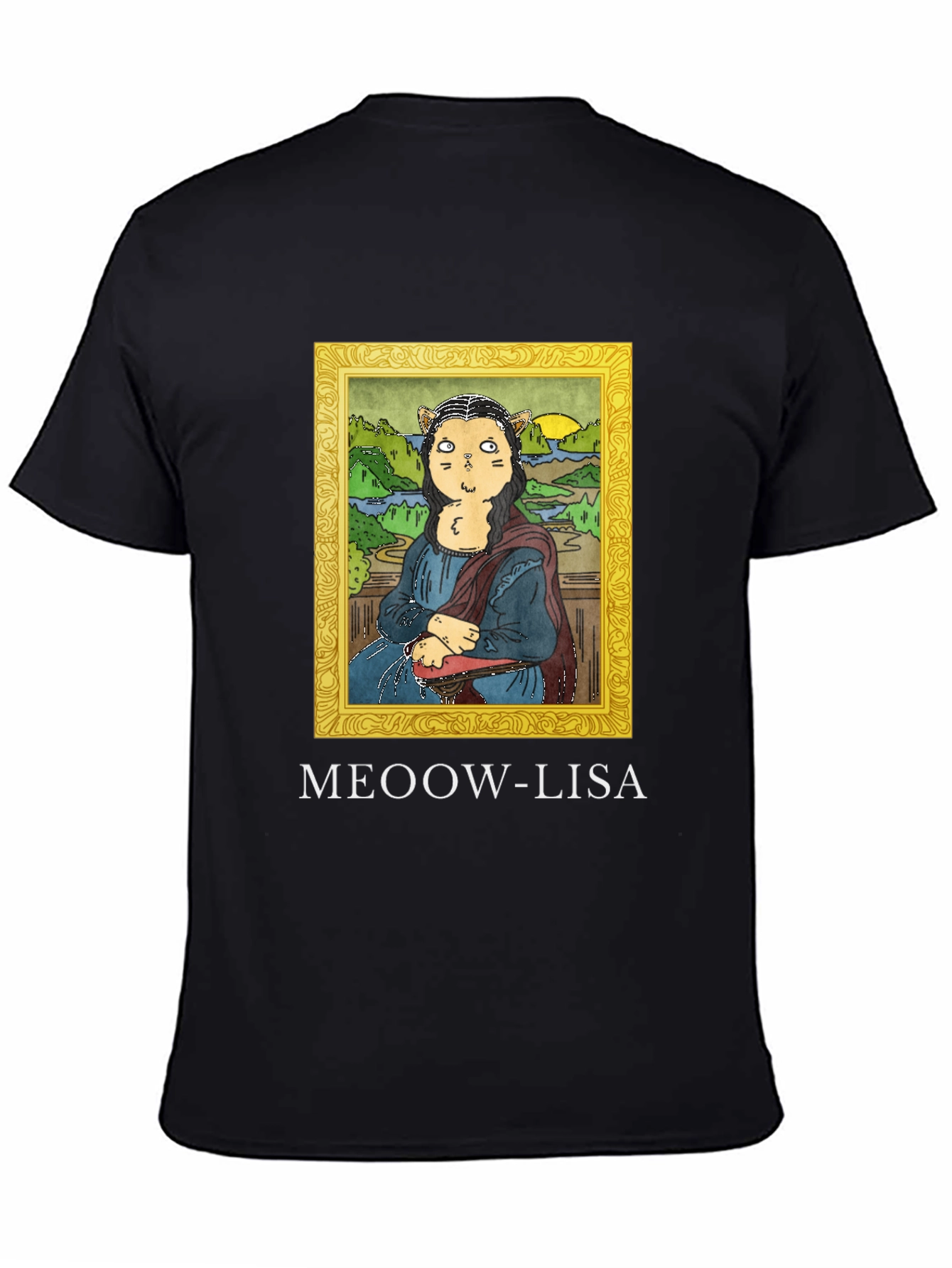 Meoow-Lisa T-Shirt Funny Cat Mona Lisa Tee
