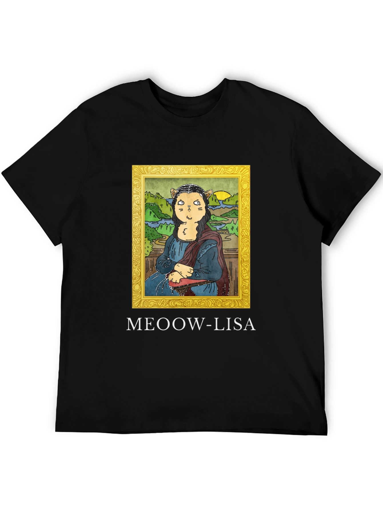 Meoow-Lisa T-Shirt Funny Cat Mona Lisa Tee