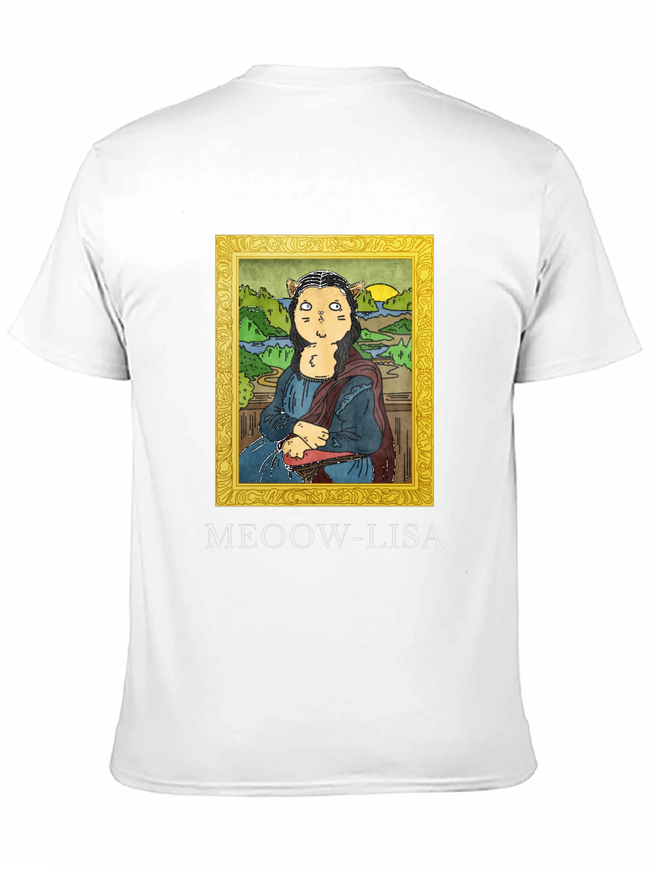 Meoow-Lisa T-Shirt Funny Cat Mona Lisa Tee
