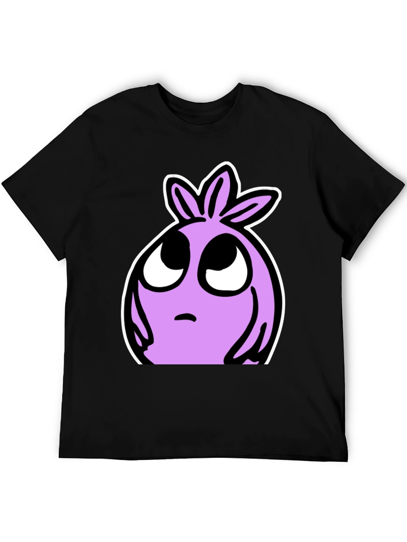 Cartoon Lilac Character Black T-shirt