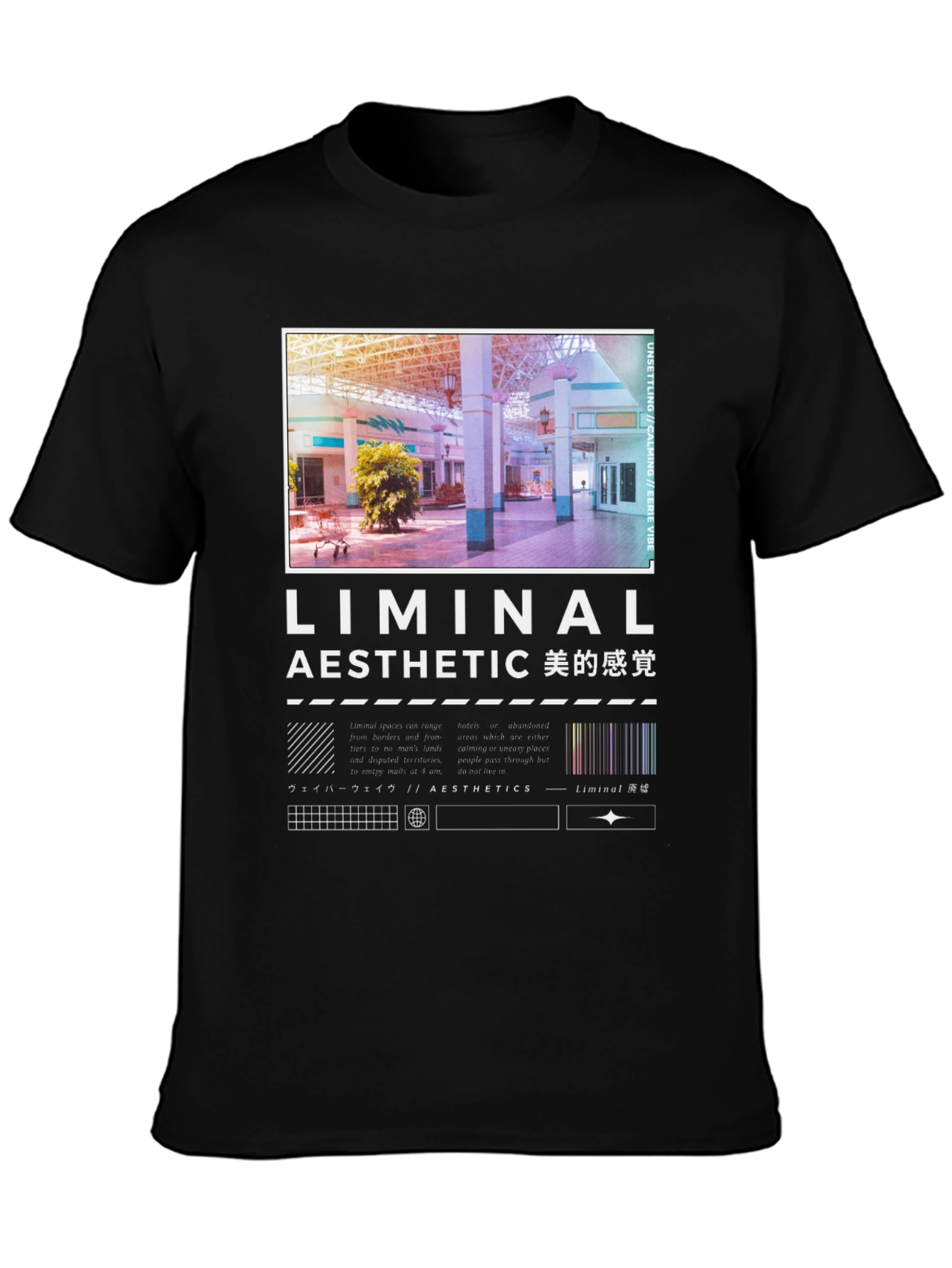 Liminal Aesthetic Graphic Tee - Unisex Black T-Shirt