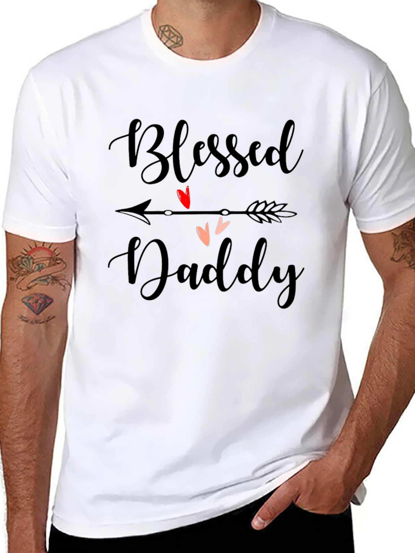 Blessed Daddy Graphic Print Black T-Shirt