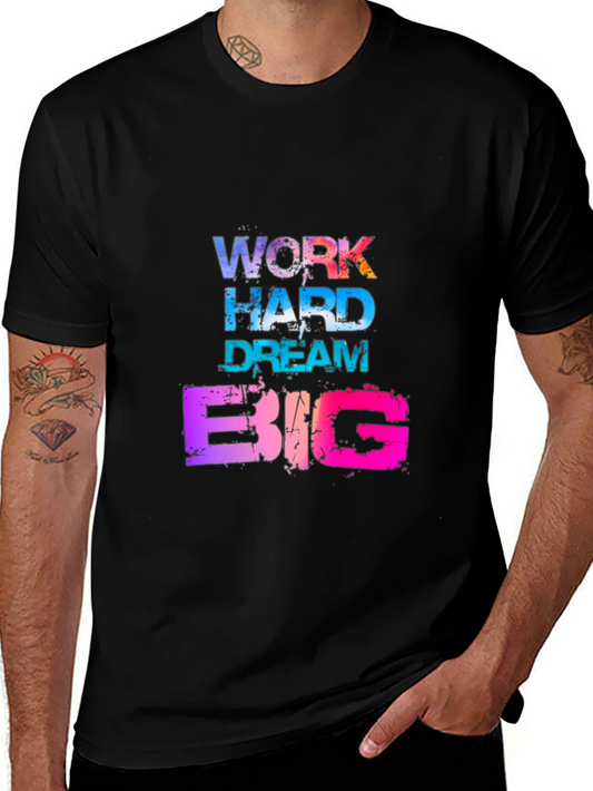 Work Hard Dream Big Graphic Tee - Mens Black T-Shirt