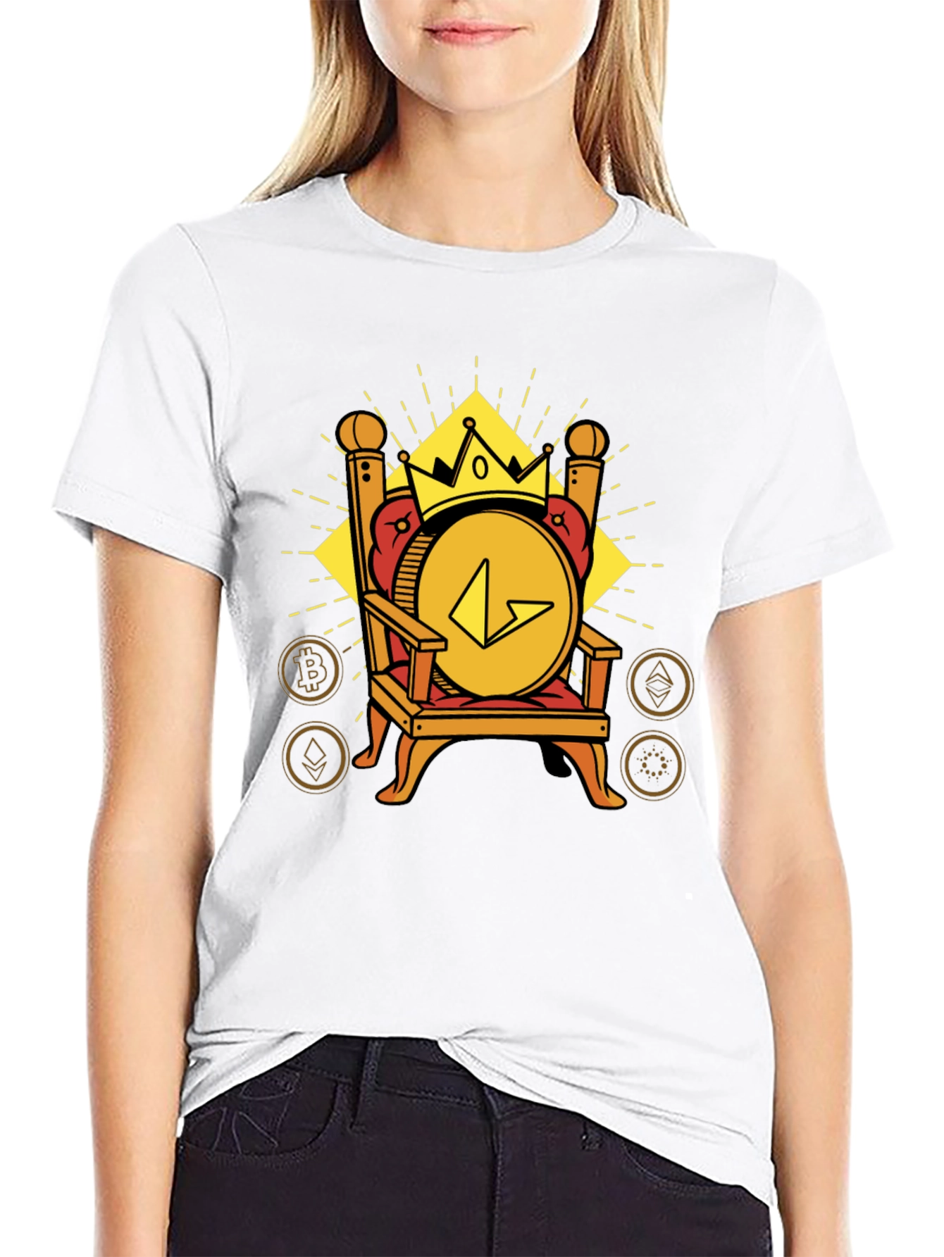 Crypto King Black T-Shirt - Bitcoin Ethereum Design