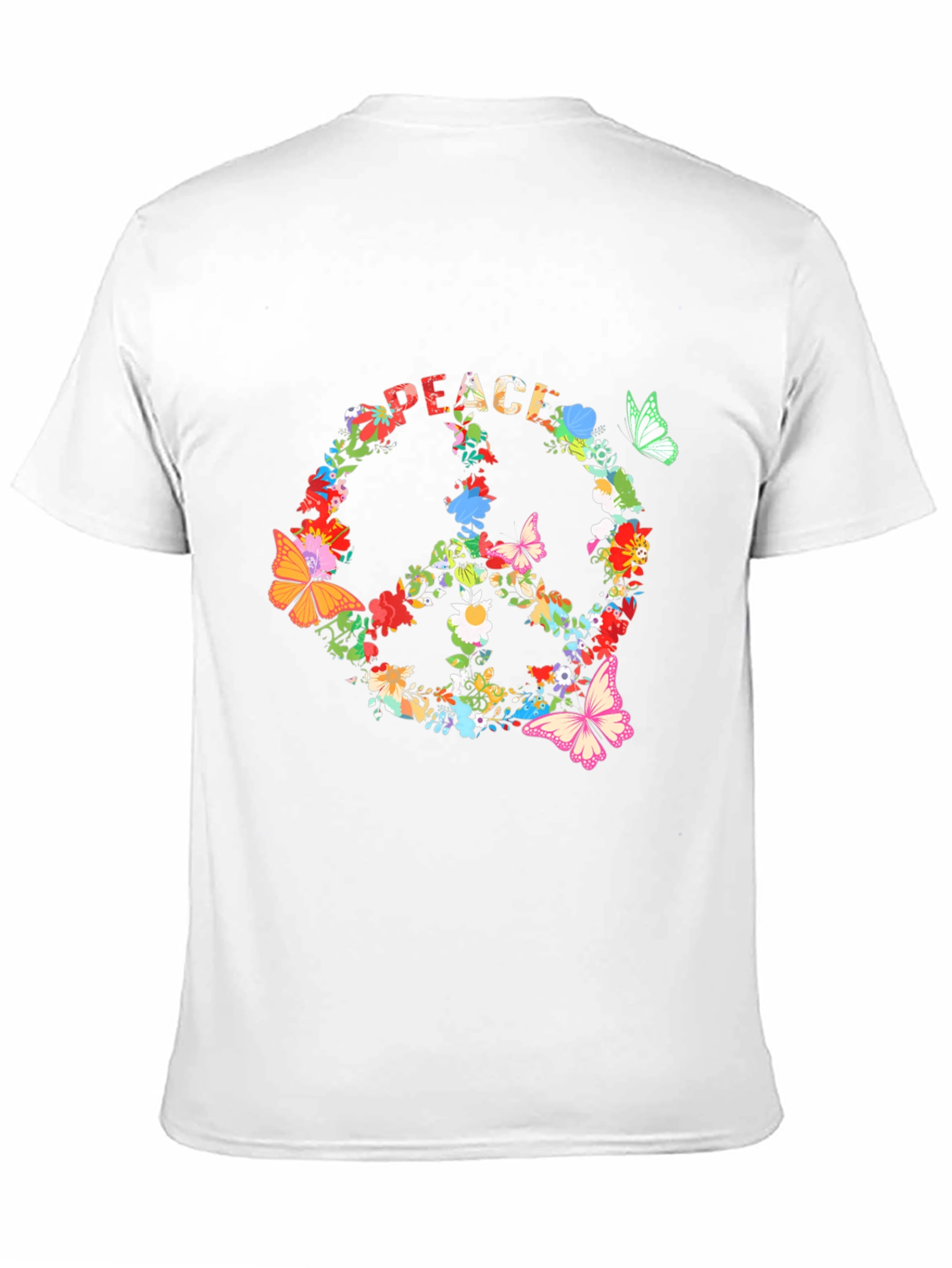 Floral Peace Sign Black T-Shirt