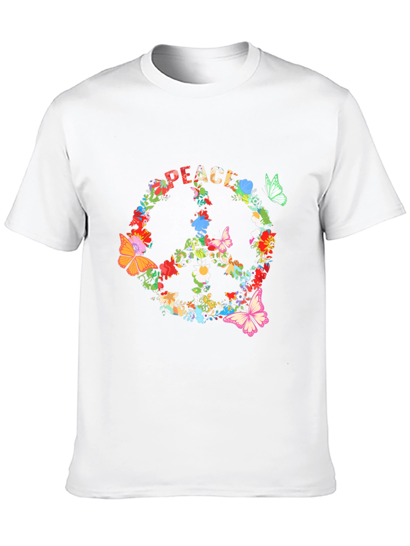Floral Peace Sign Black T-Shirt