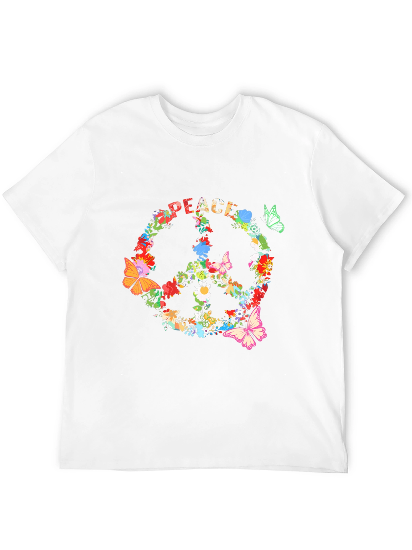 Floral Peace Sign Black T-Shirt