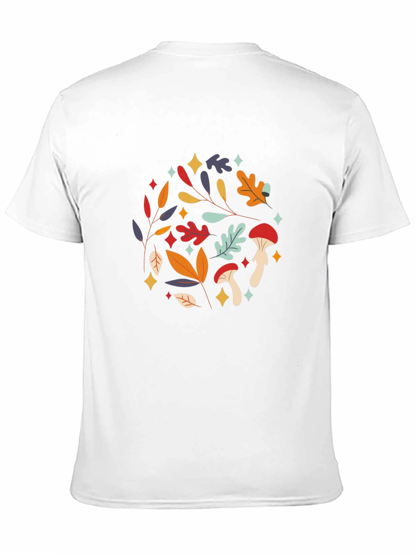 Autumnal Mushroom & Leaf Graphic Tee - Black