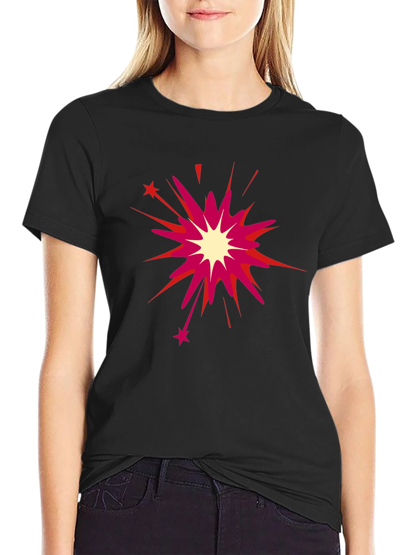 Black T-Shirt with Burst Design