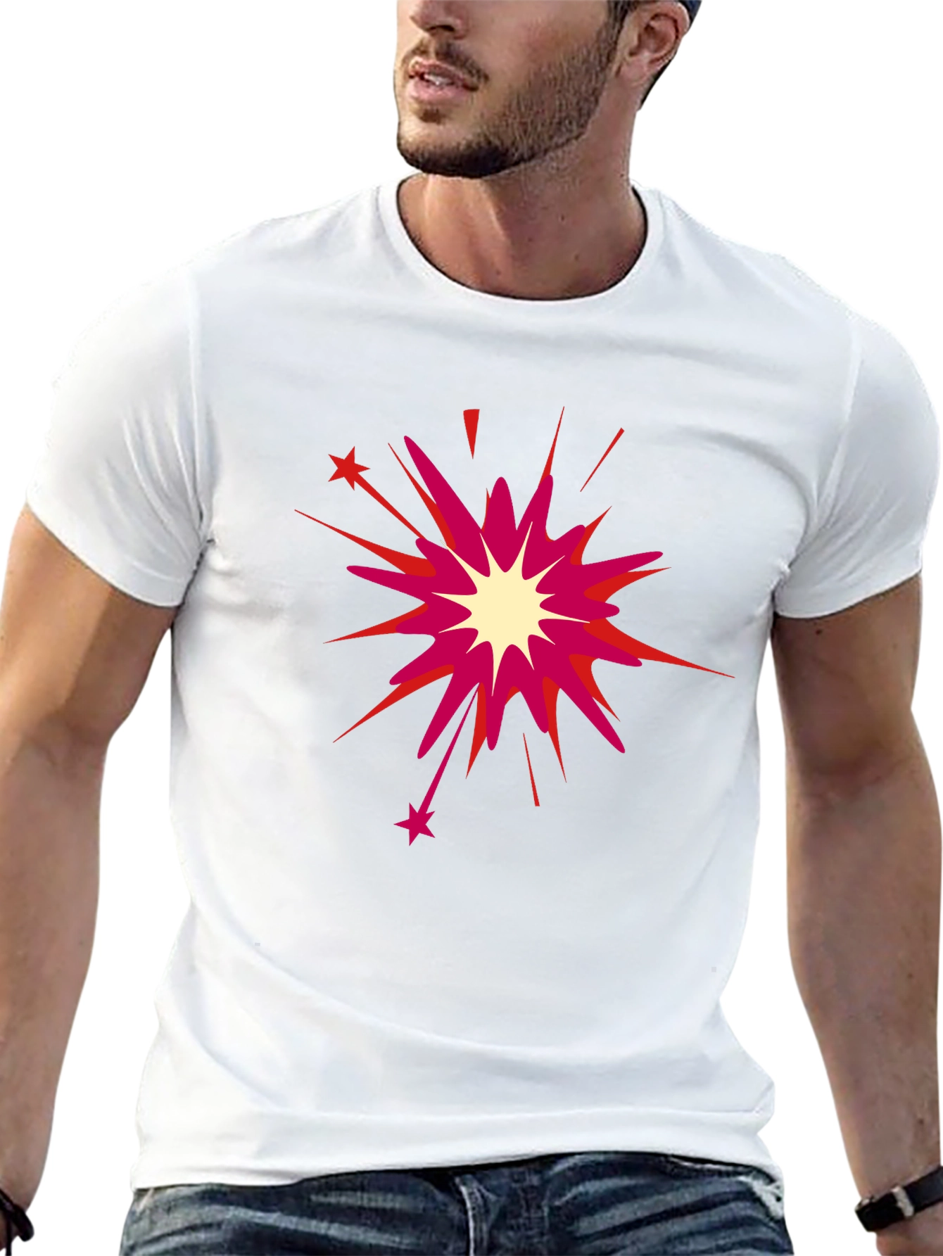 Black T-Shirt with Burst Design