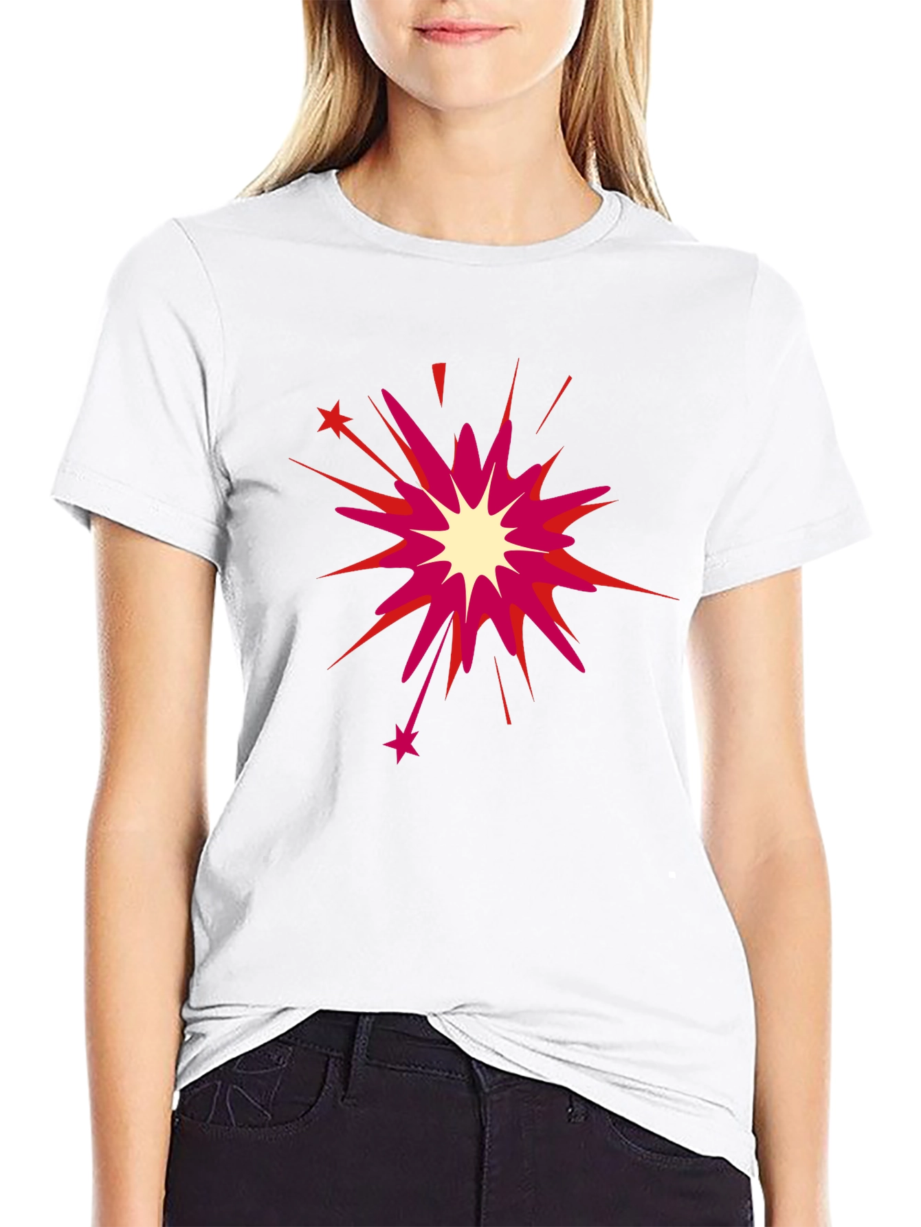 Black T-Shirt with Burst Design