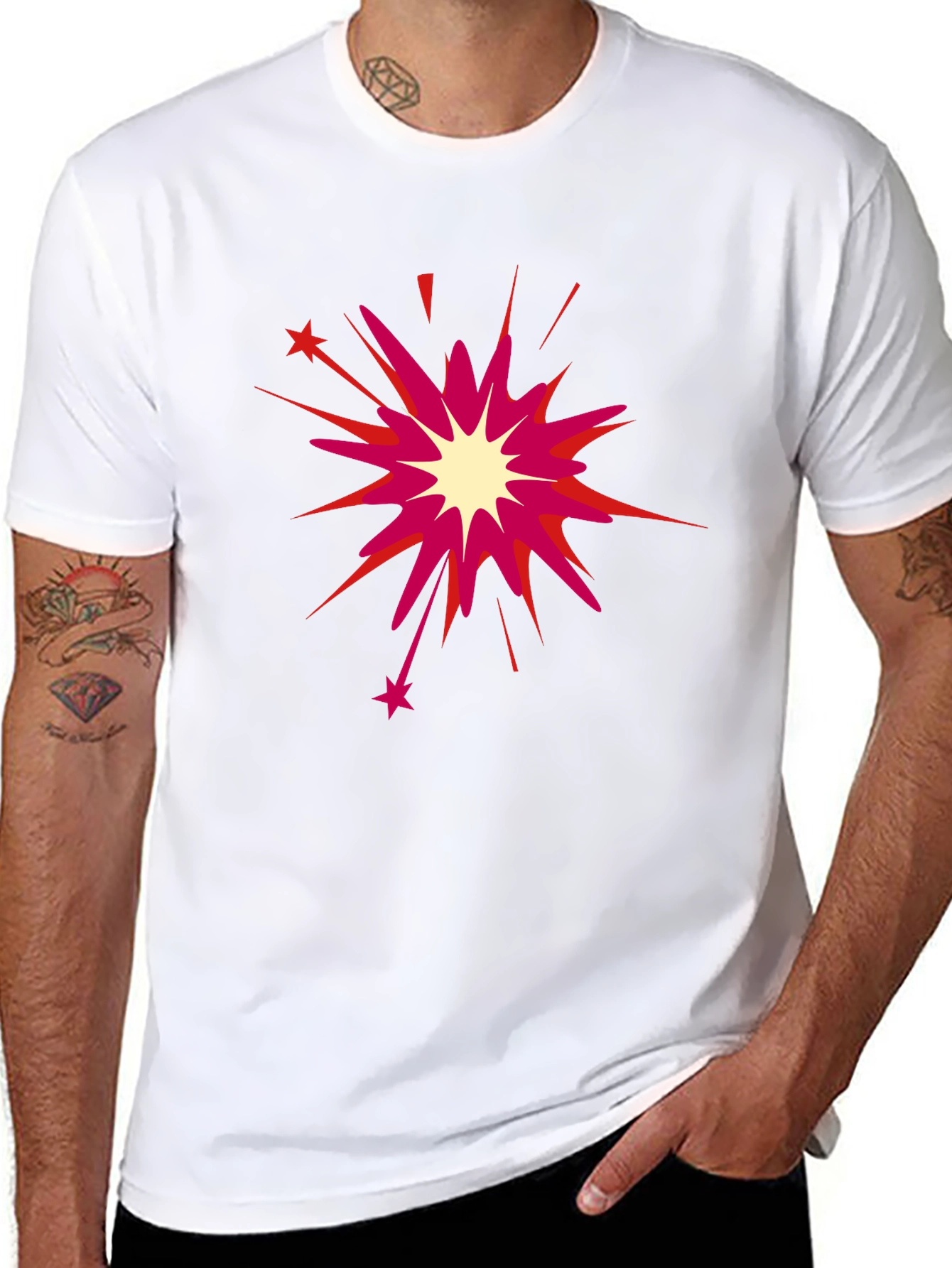 Black T-Shirt with Burst Design