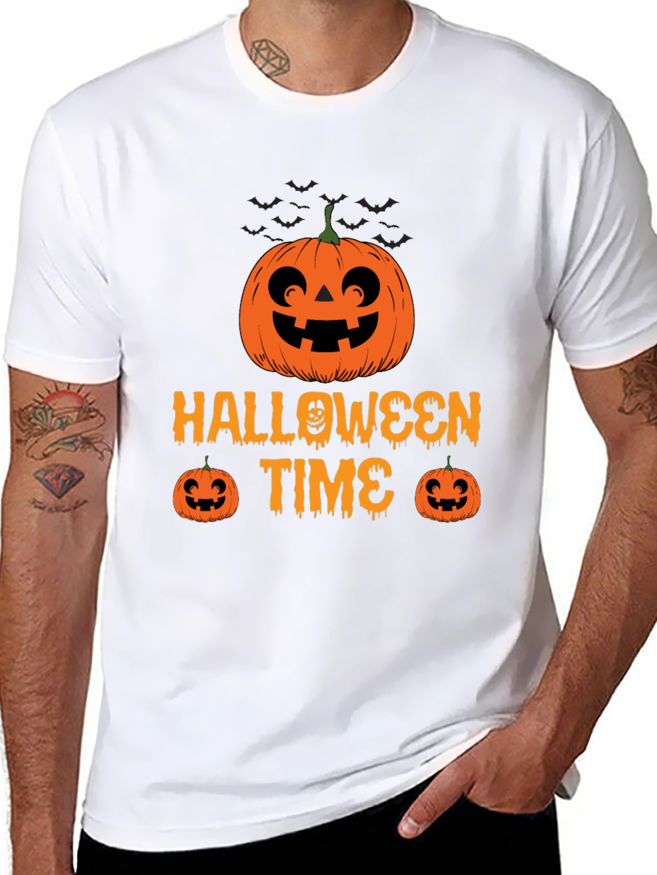 Halloween Time Black T-Shirt Pumpkin Graphic Tee