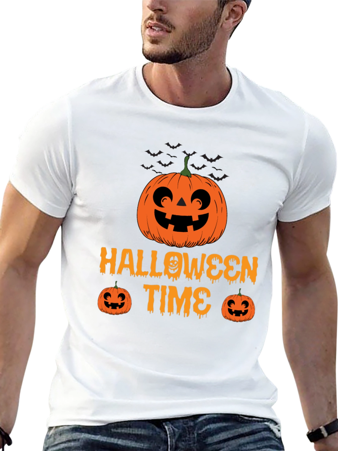 Halloween Time Black T-Shirt Pumpkin Graphic Tee