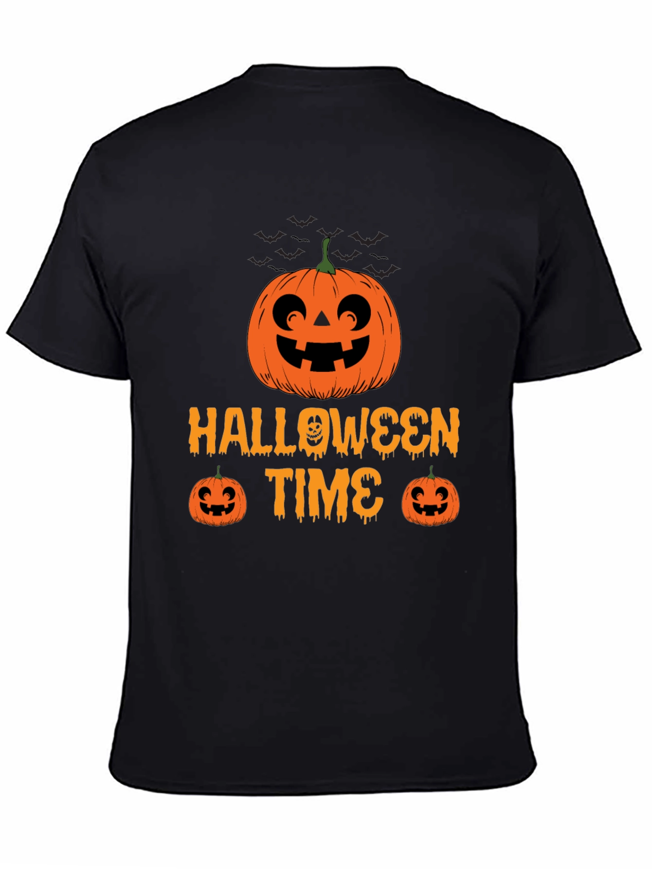 Halloween Time Black T-Shirt Pumpkin Graphic Tee
