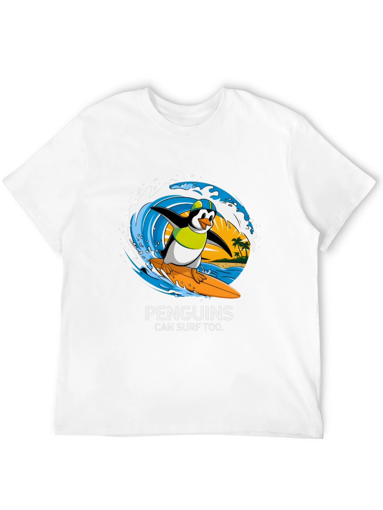 Penguin Surf T-Shirt - Cool Graphic Tee