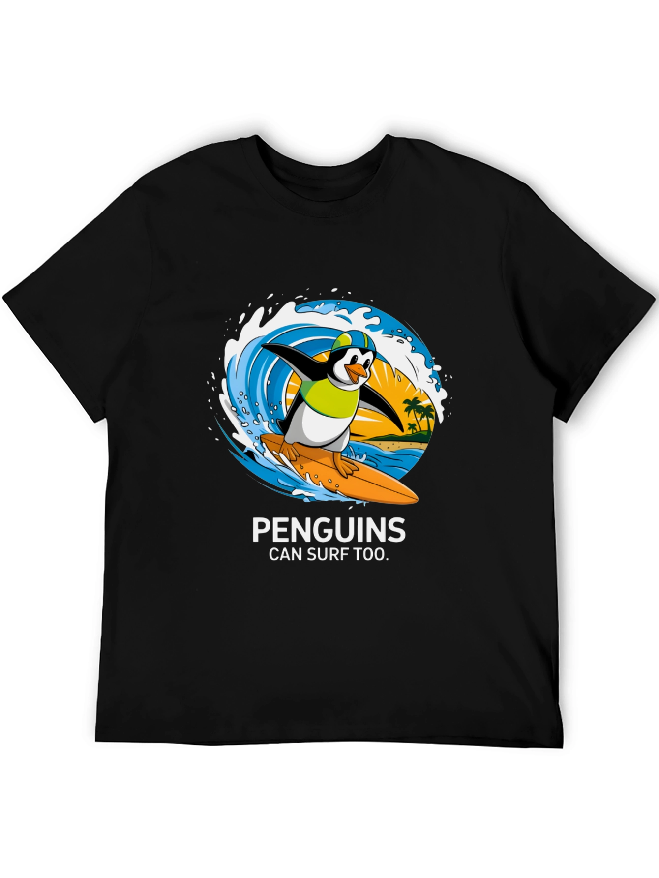 Penguin Surf T-Shirt - Cool Graphic Tee