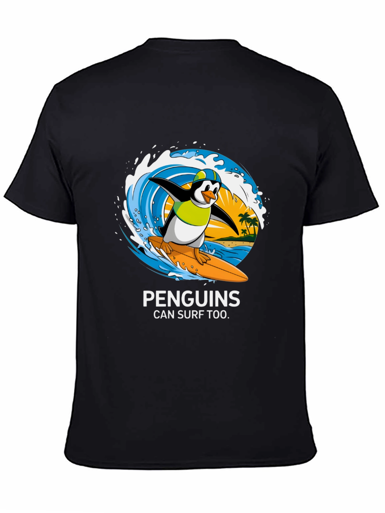 Penguin Surf T-Shirt - Cool Graphic Tee
