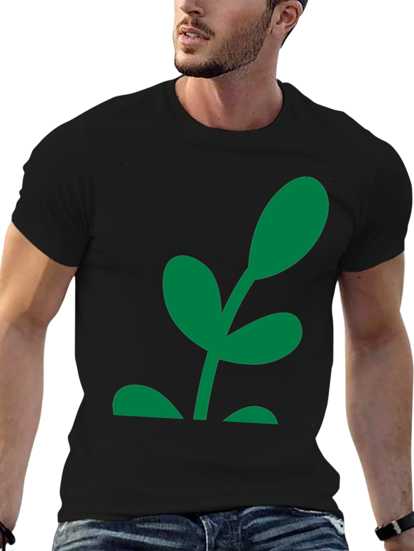 Green Sprout Graphic Black T-Shirt