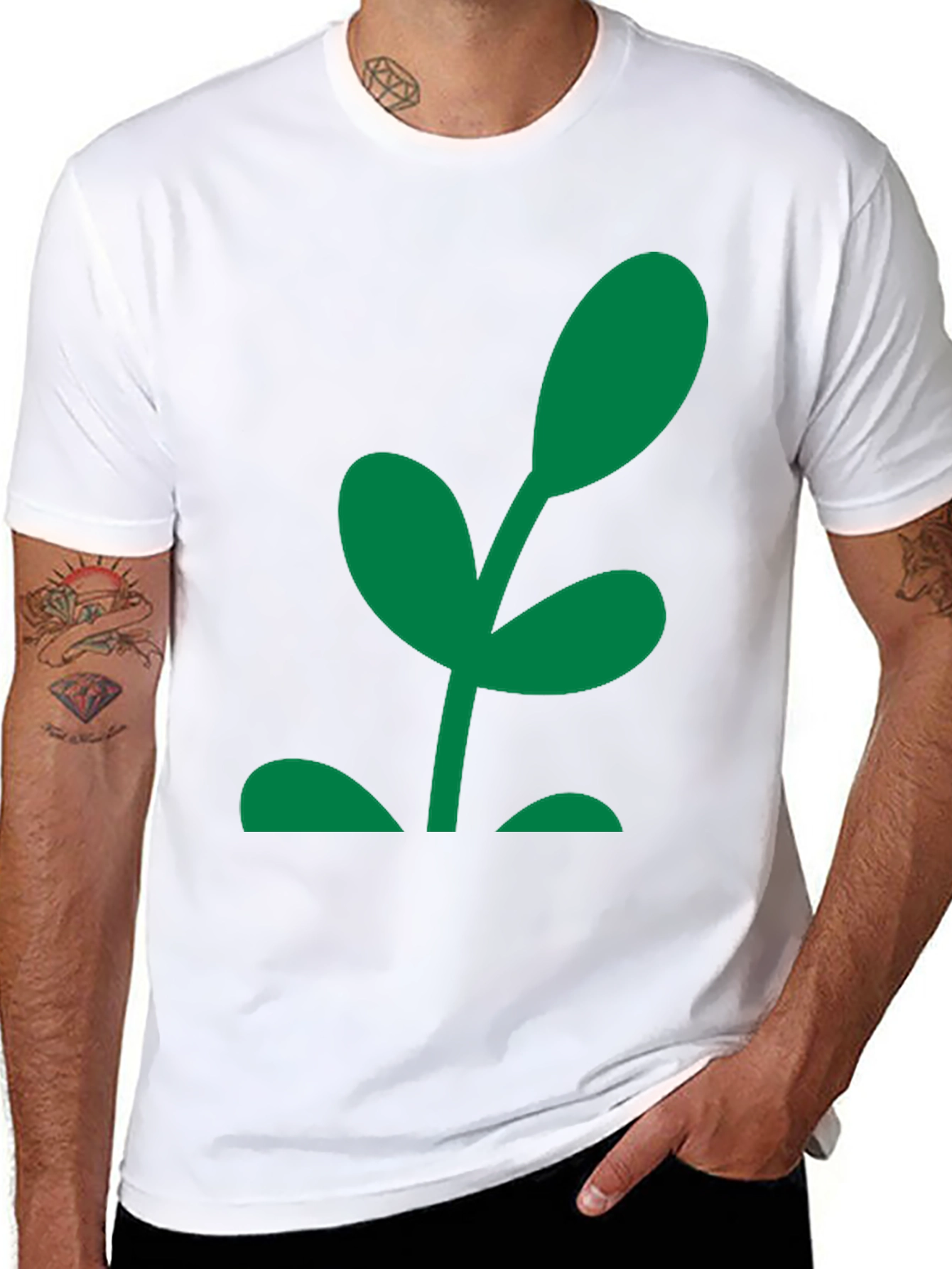 Green Sprout Graphic Black T-Shirt