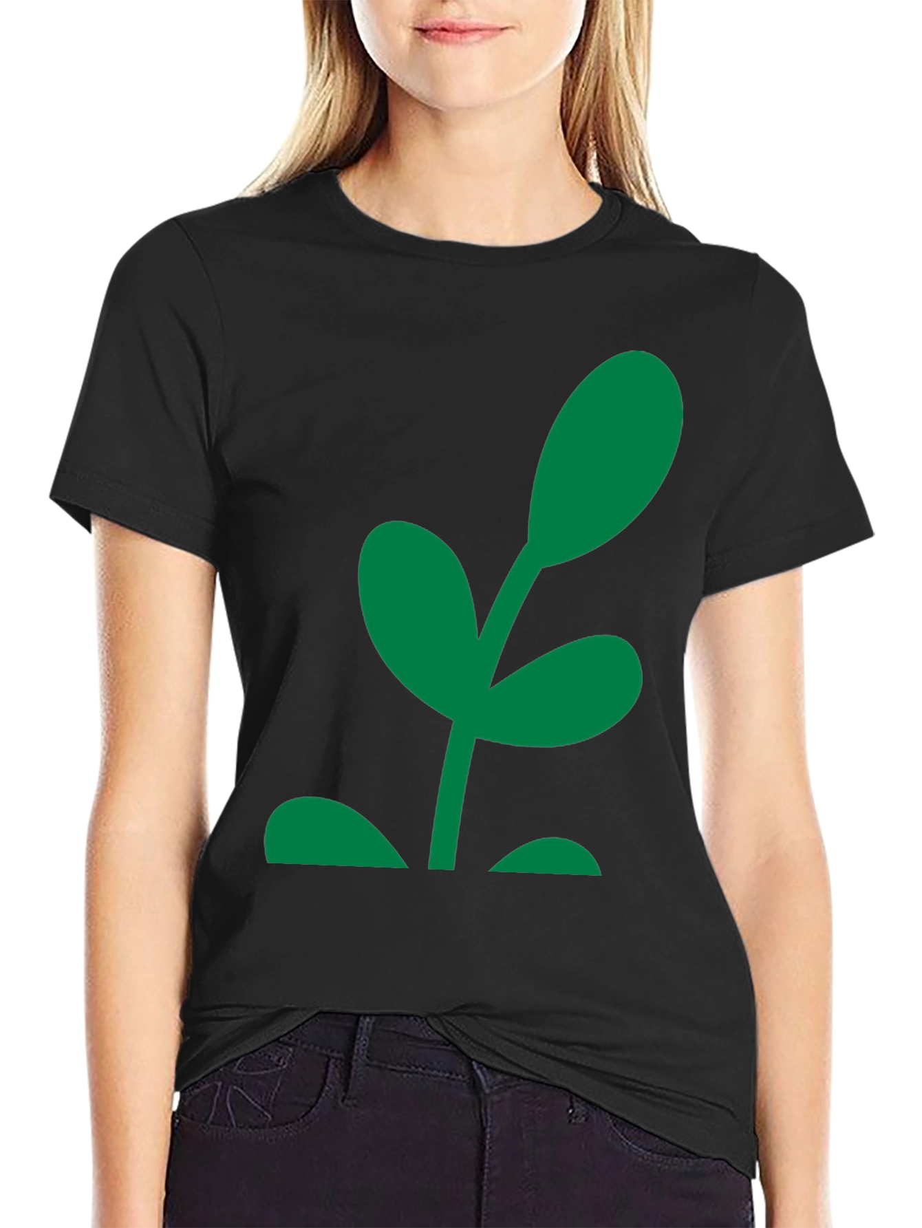 Green Sprout Graphic Black T-Shirt