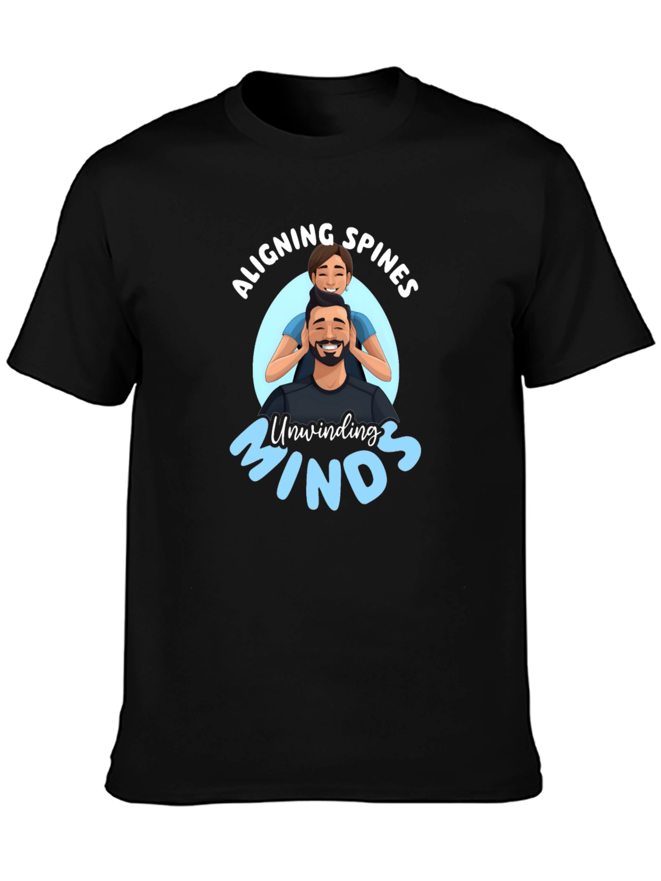 Aligning Spines Unwinding Minds Black T-Shirt