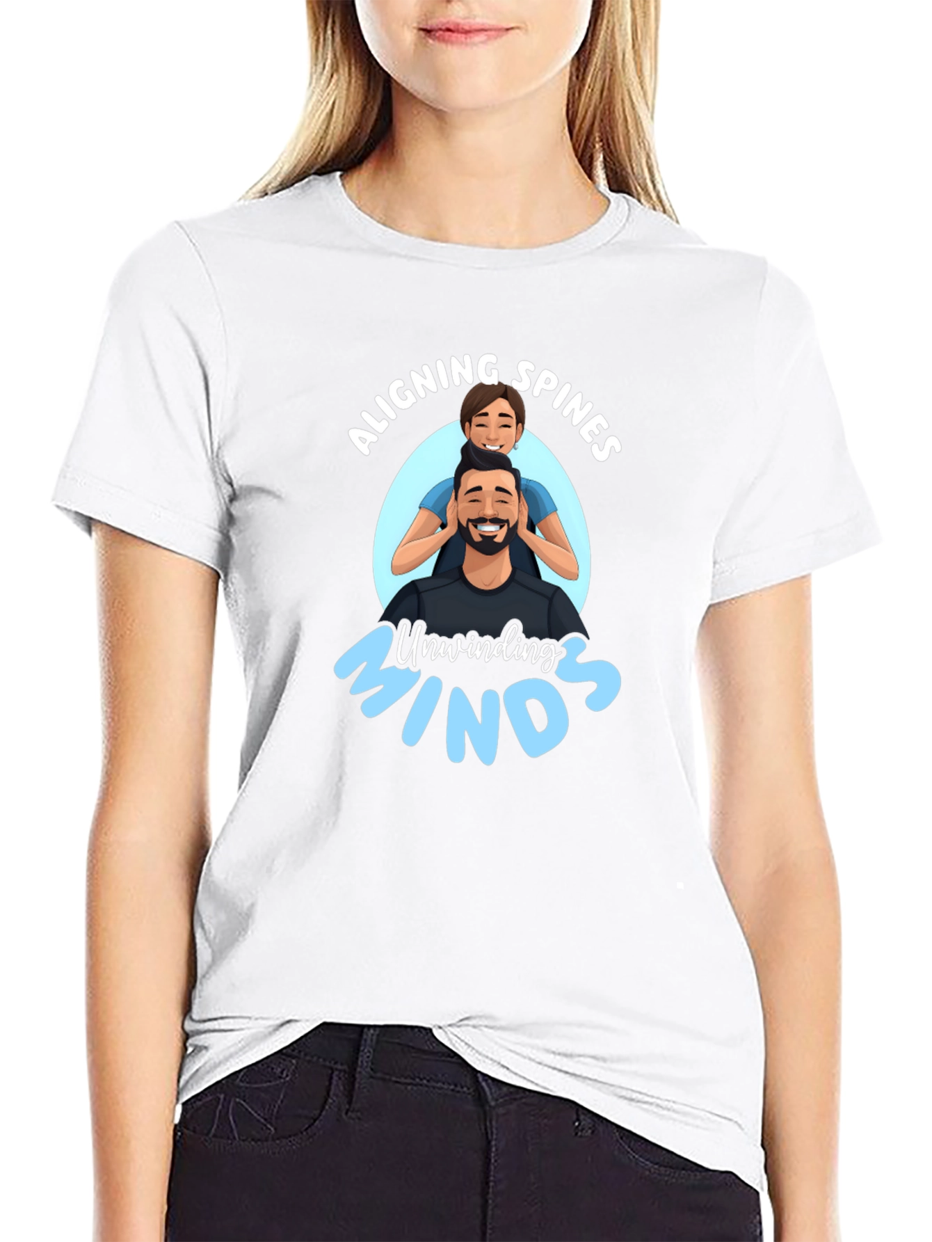 Aligning Spines Unwinding Minds Black T-Shirt