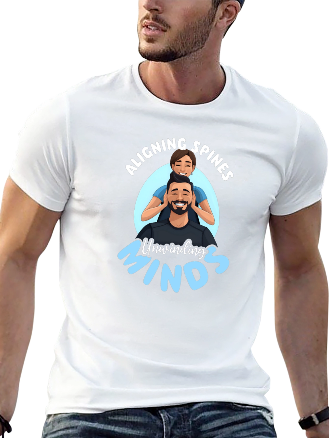 Aligning Spines Unwinding Minds Black T-Shirt