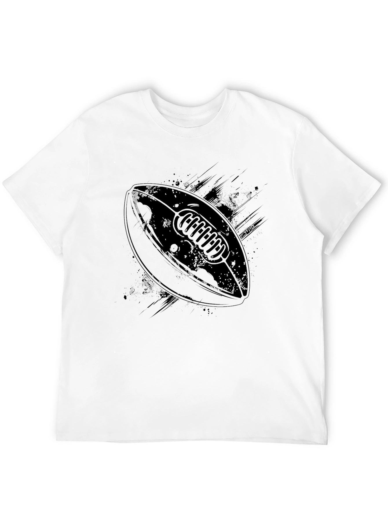 Mens Black Graphic Tee - Football Design