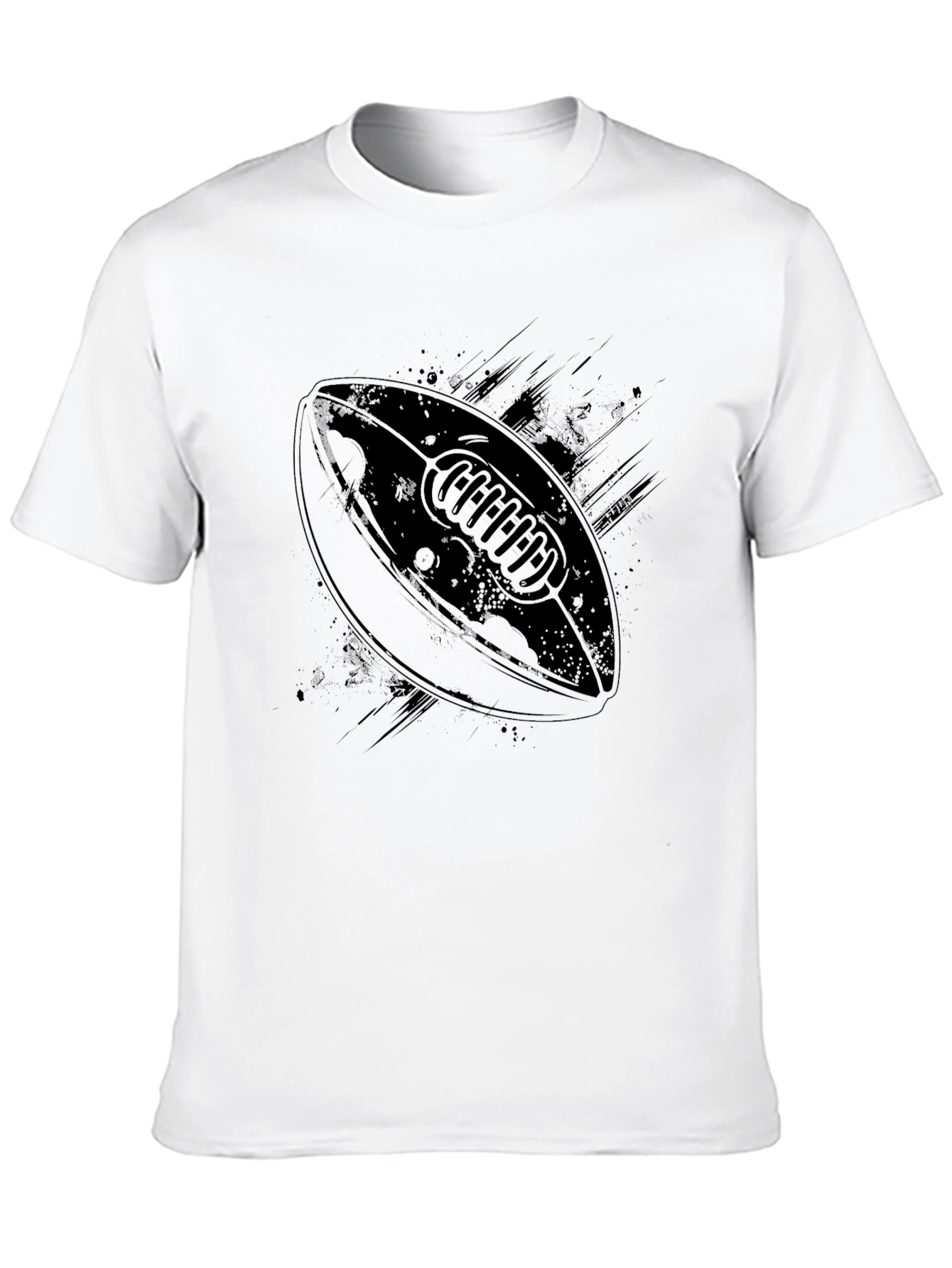 Mens Black Graphic Tee - Football Design