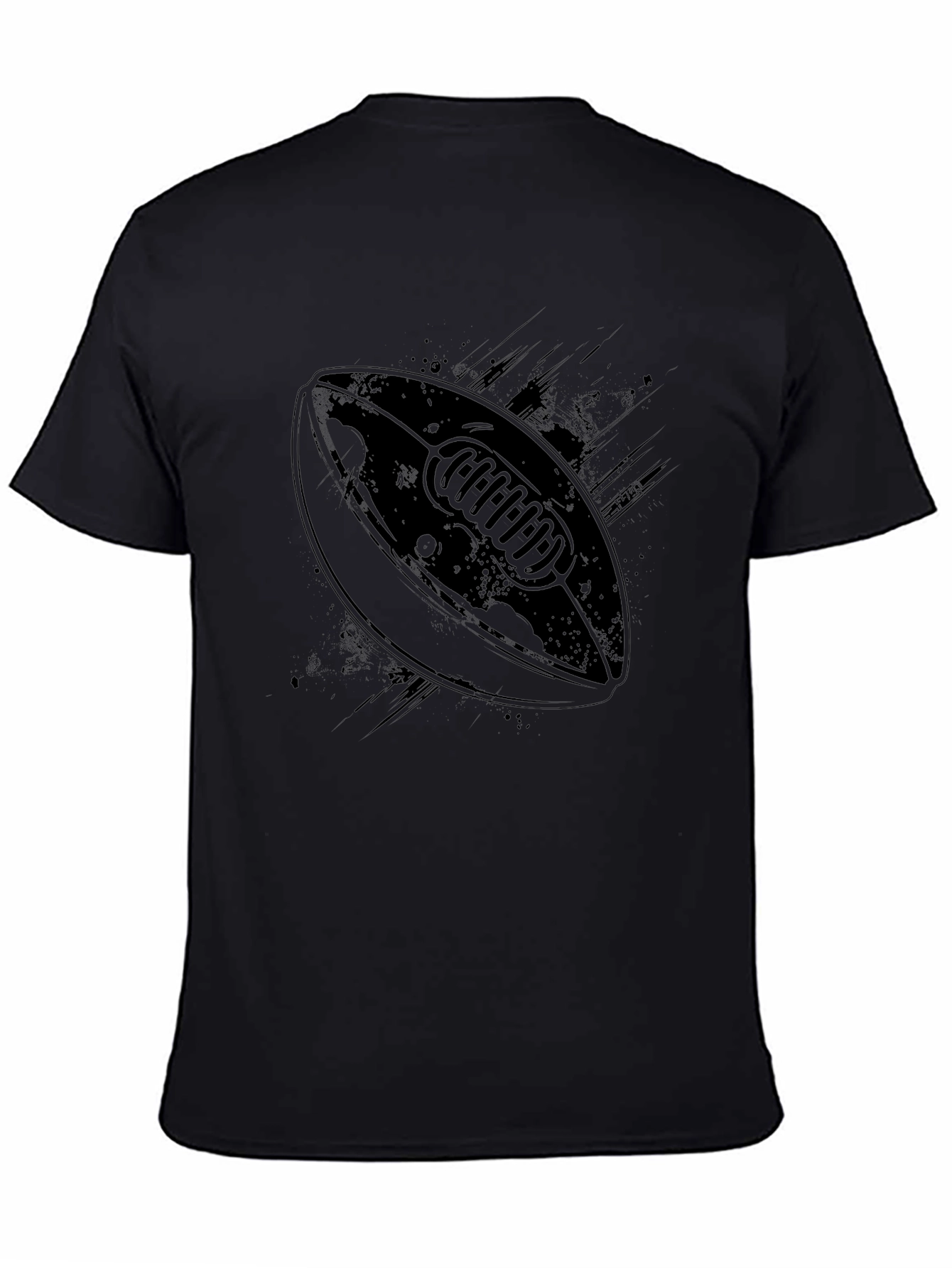 Mens Black Graphic Tee - Football Design