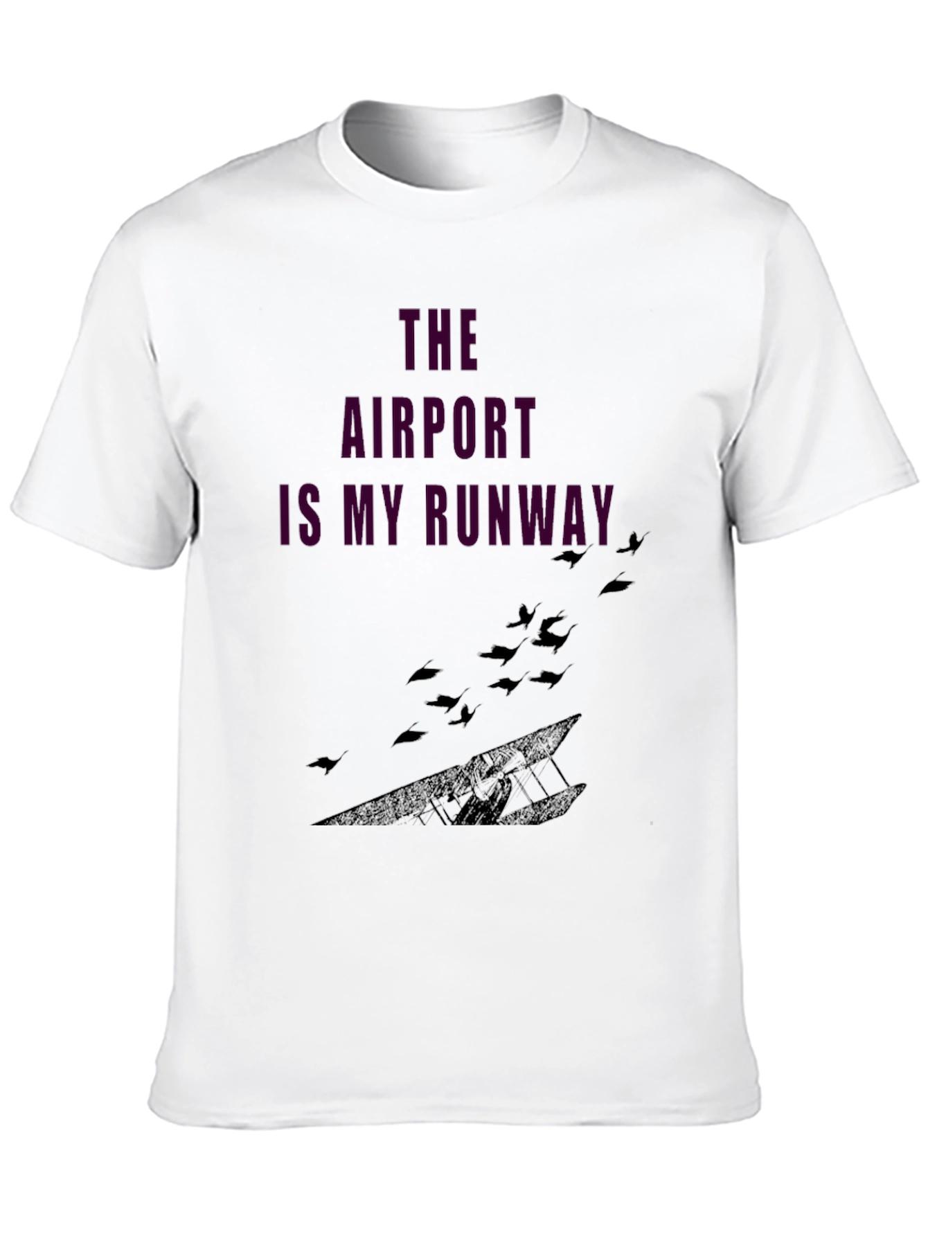 Airport Runway Graphic Tee - Black Casual T-Shirt