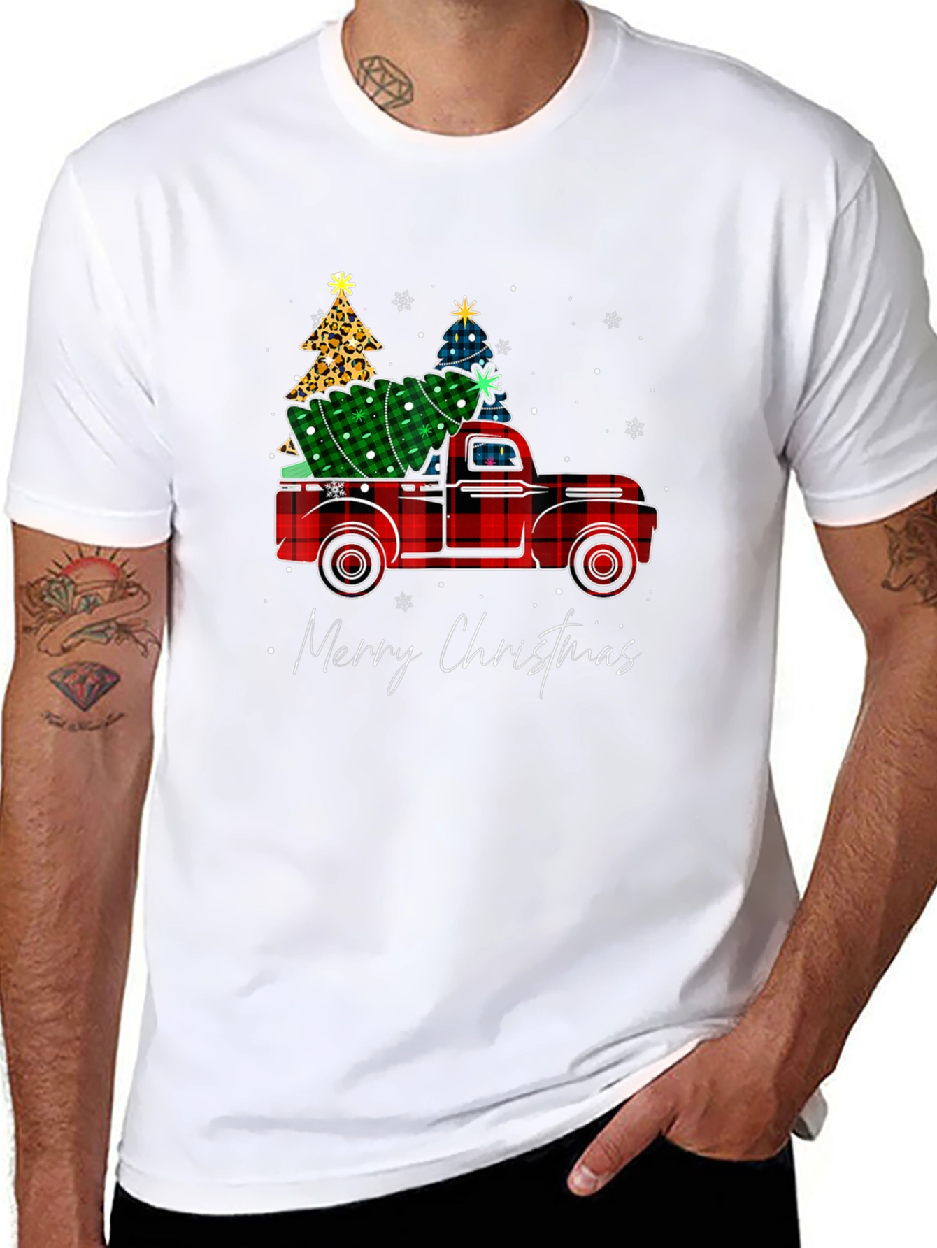 Merry Christmas Plaid Truck T-Shirt