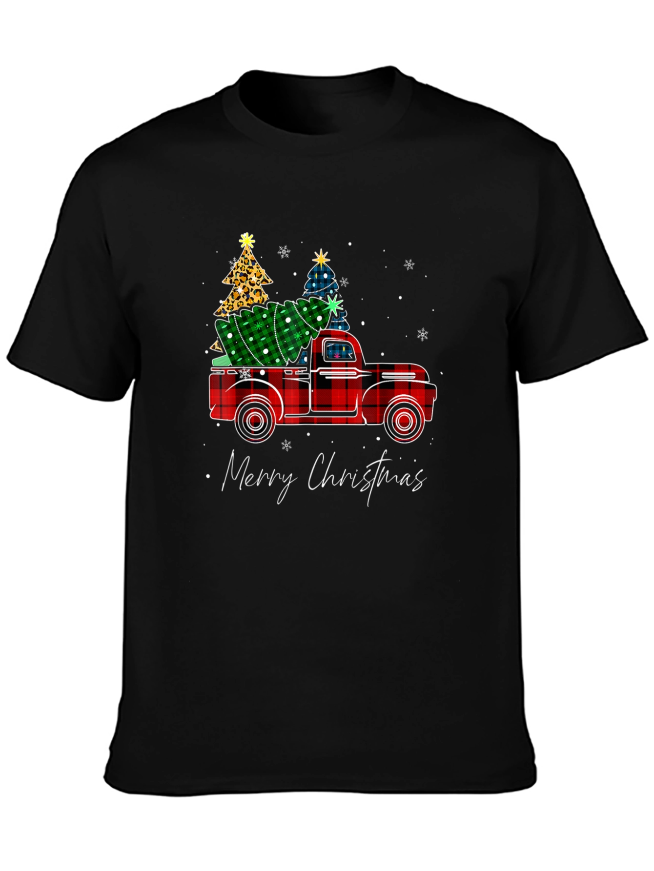 Merry Christmas Plaid Truck T-Shirt
