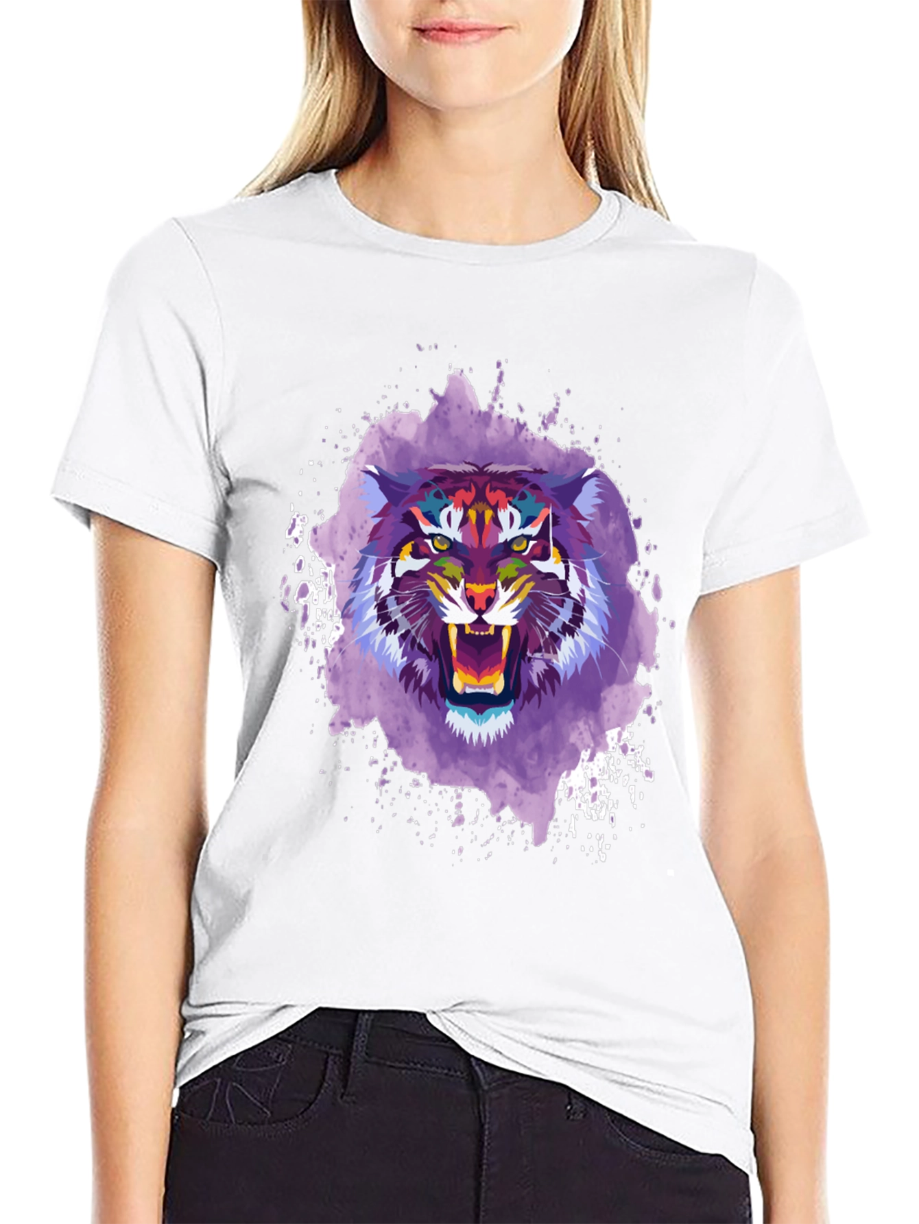Abstract Tiger Graphic Tee - Mens Black T-Shirt