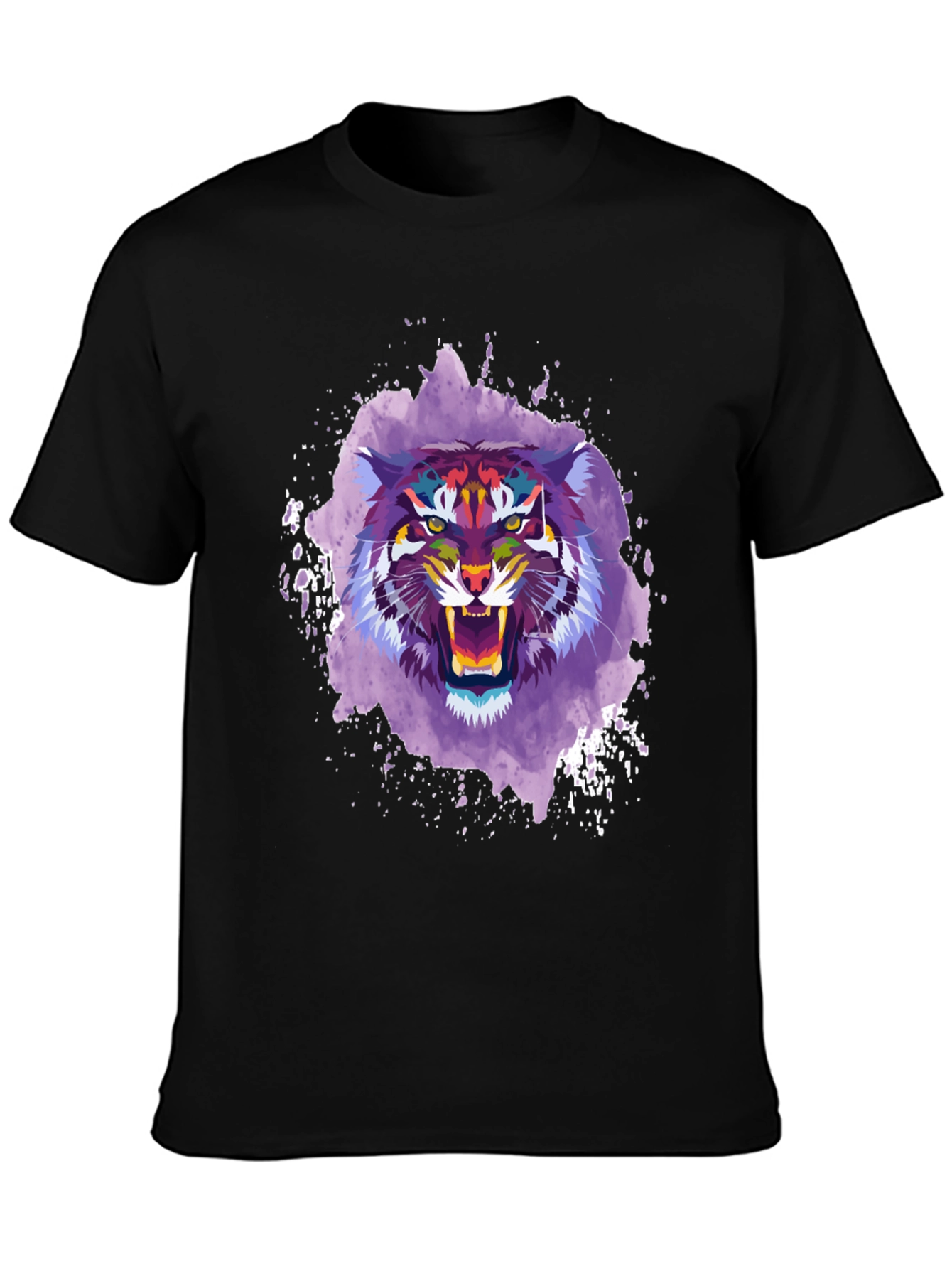 Abstract Tiger Graphic Tee - Mens Black T-Shirt