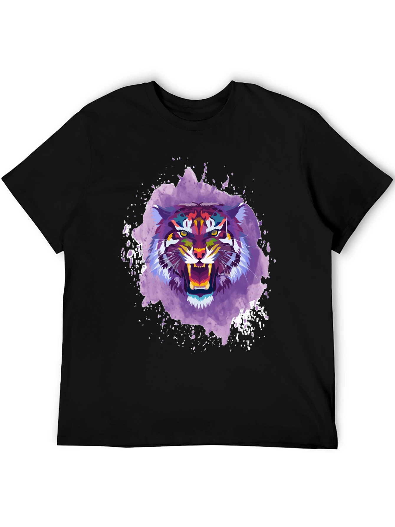 Abstract Tiger Graphic Tee - Mens Black T-Shirt