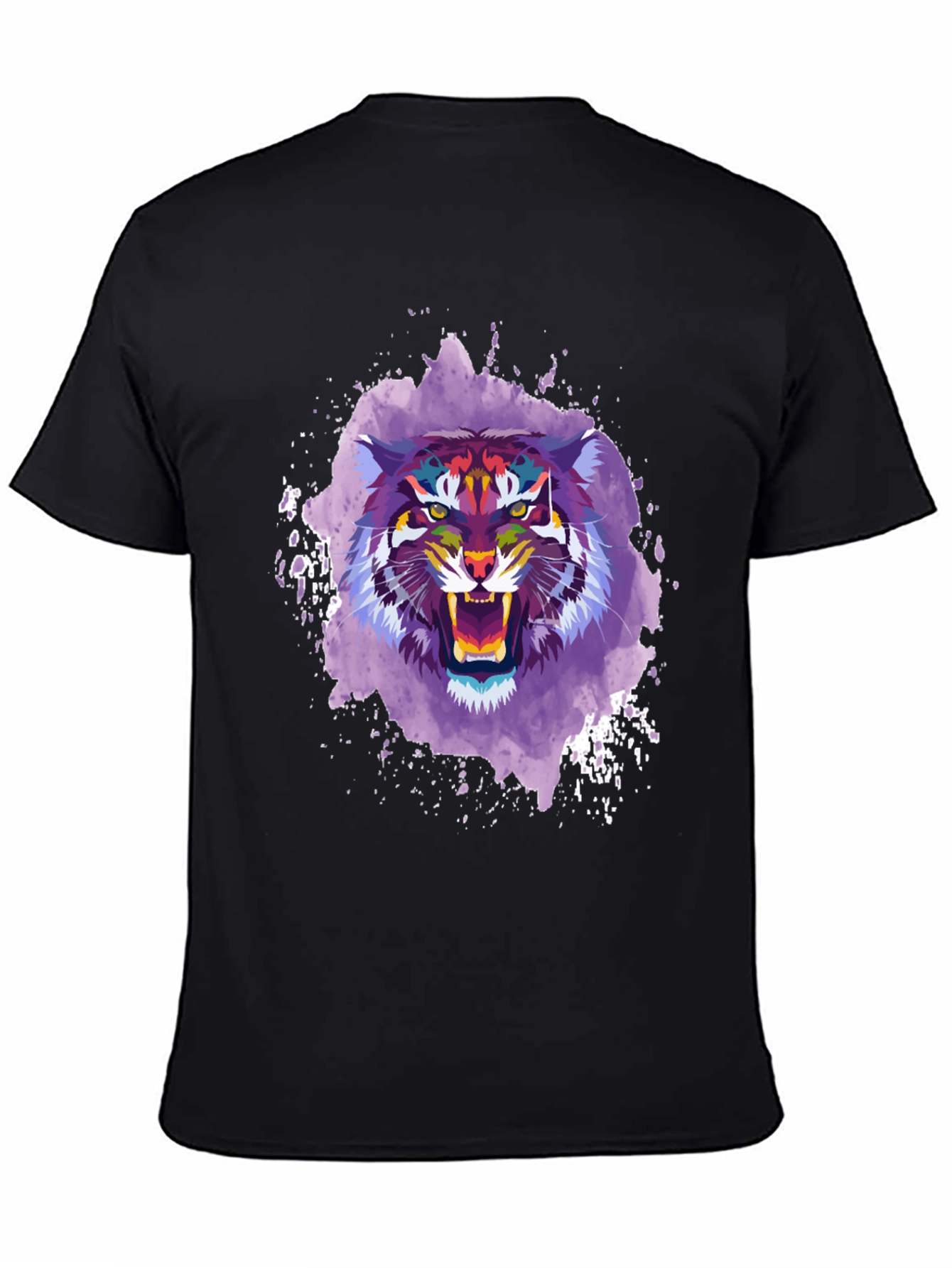 Abstract Tiger Graphic Tee - Mens Black T-Shirt