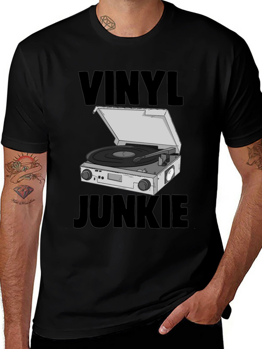Vinyl Junkie T-Shirt - Record Player Graphic Tee