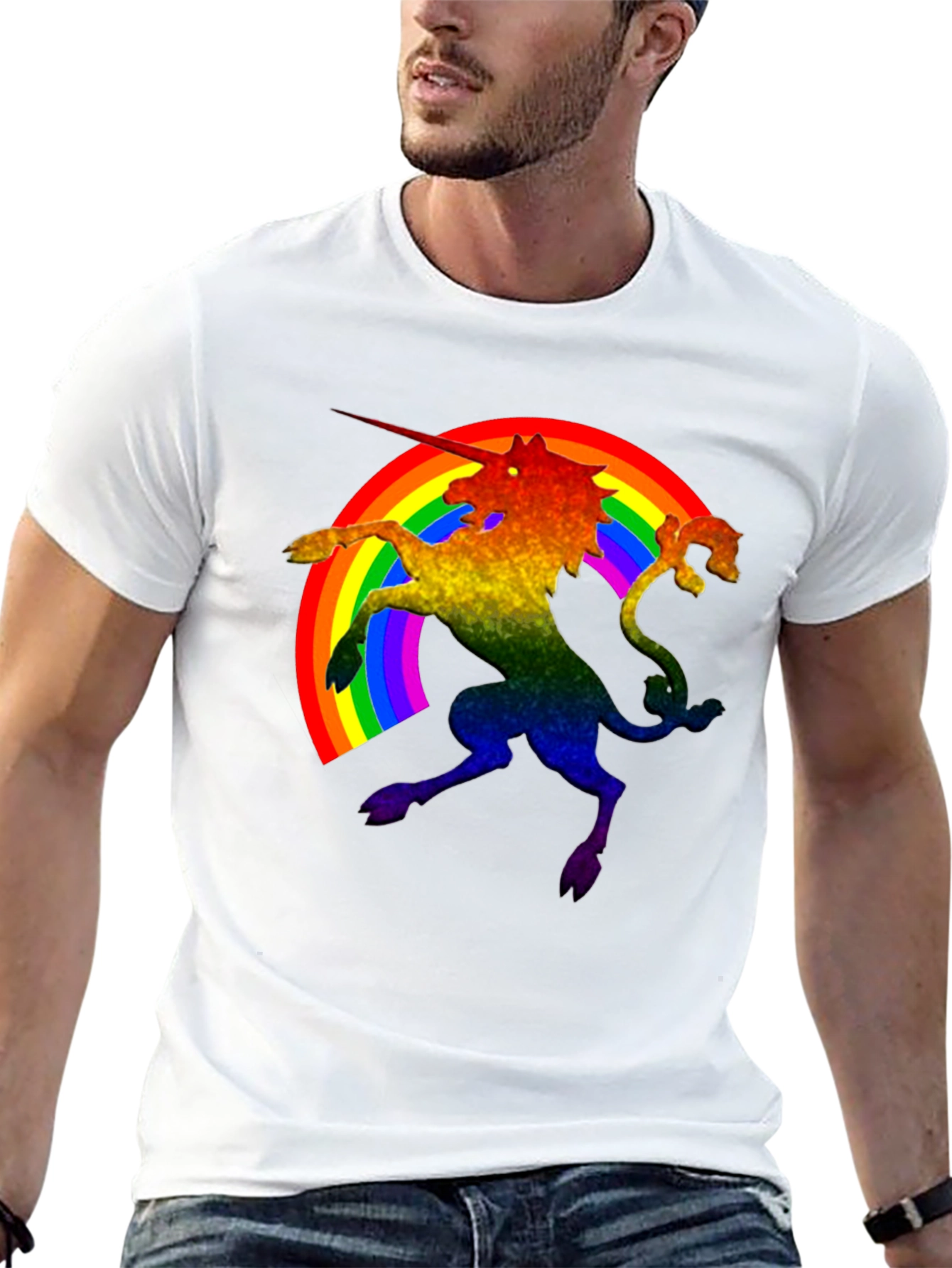 Rainbow Unicorn Black T-Shirt